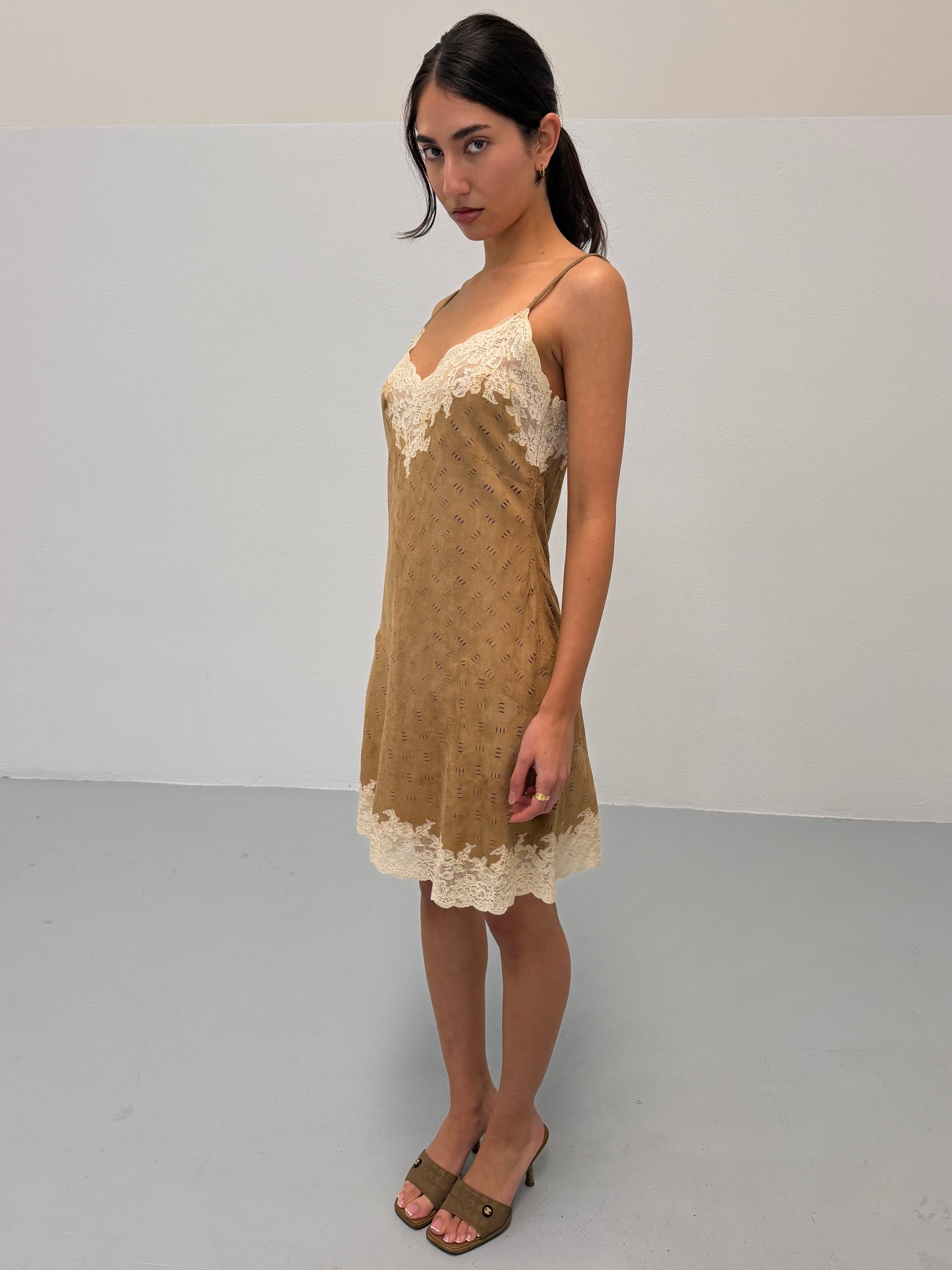 (rare) christian dior by john galliano fall winter 1999 suede slip dress
