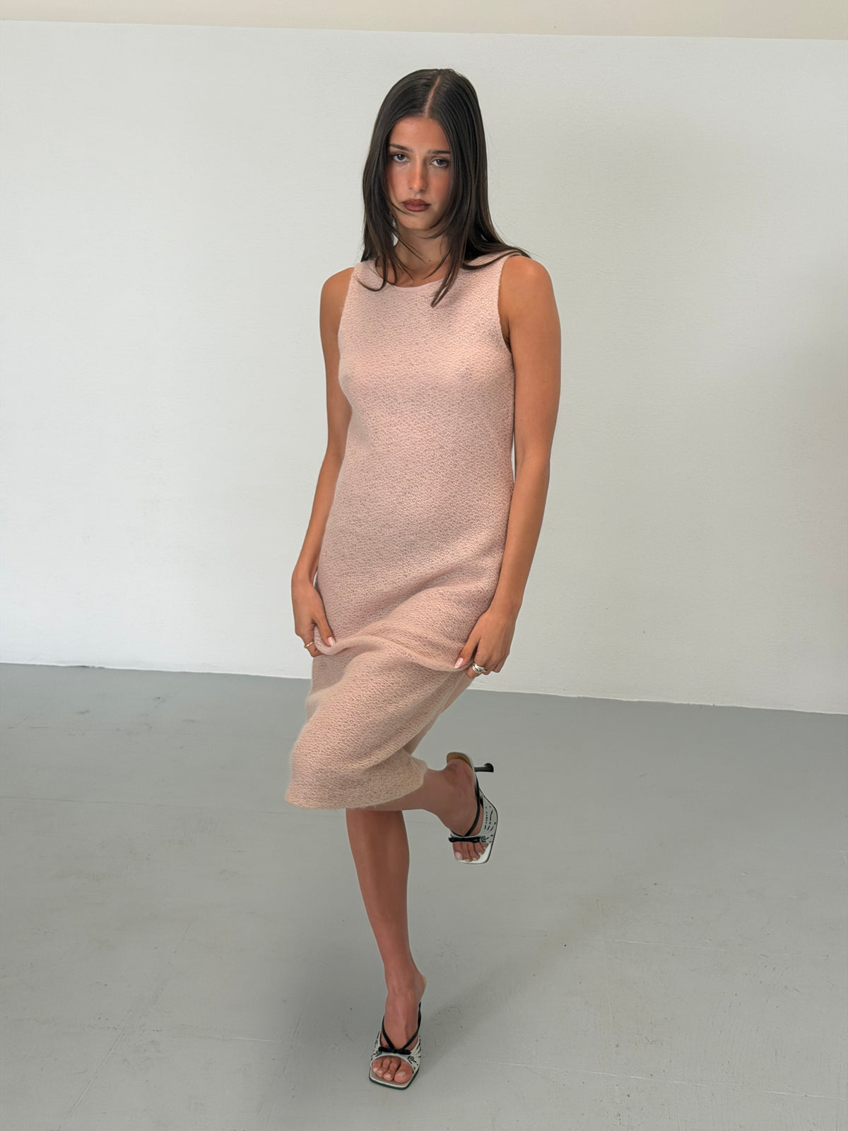 gianfranco ferre 1980s pink mohair knit dress