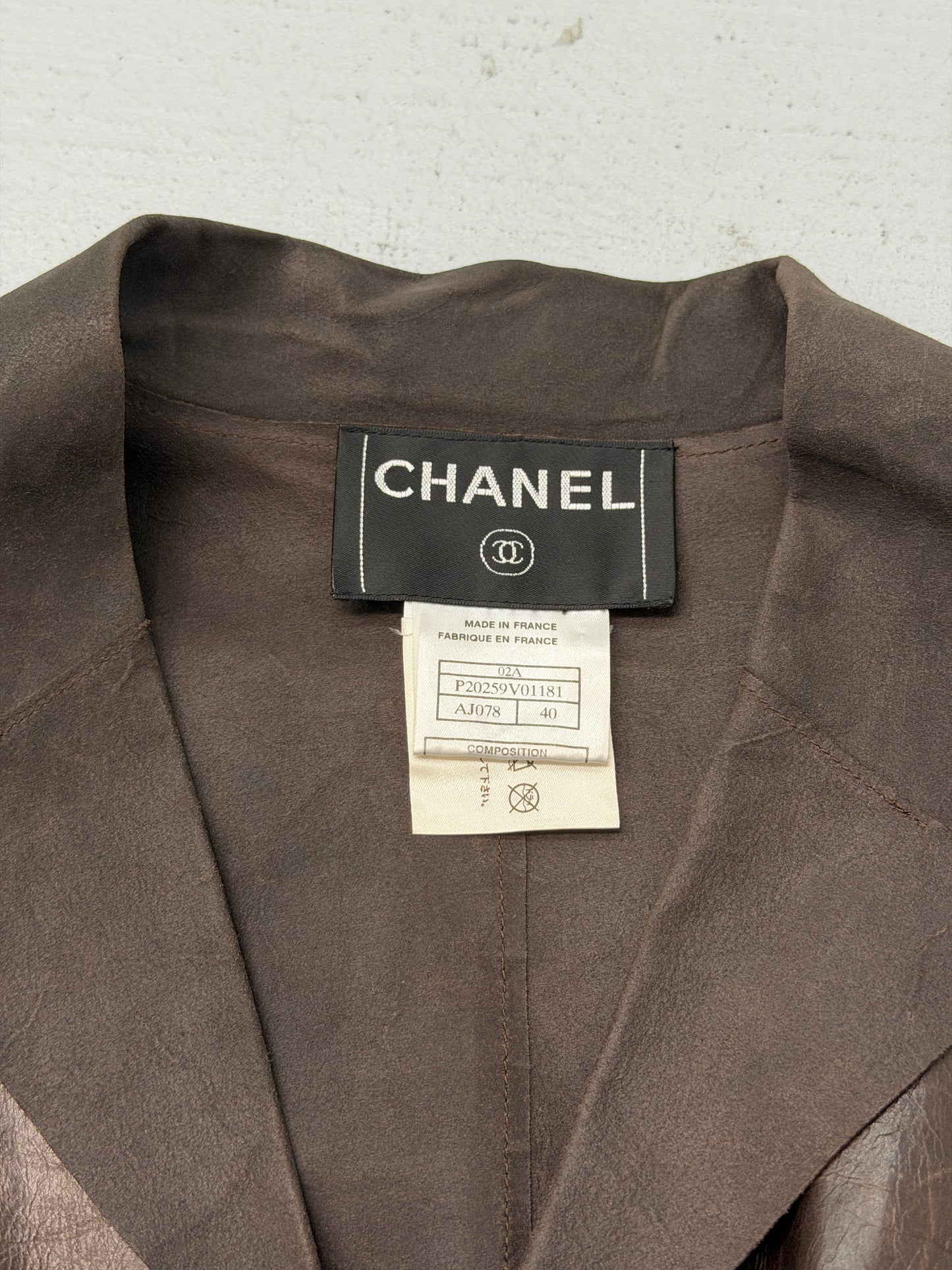 (rare) chanel spring summer 2002 brown calfskin leather jacket