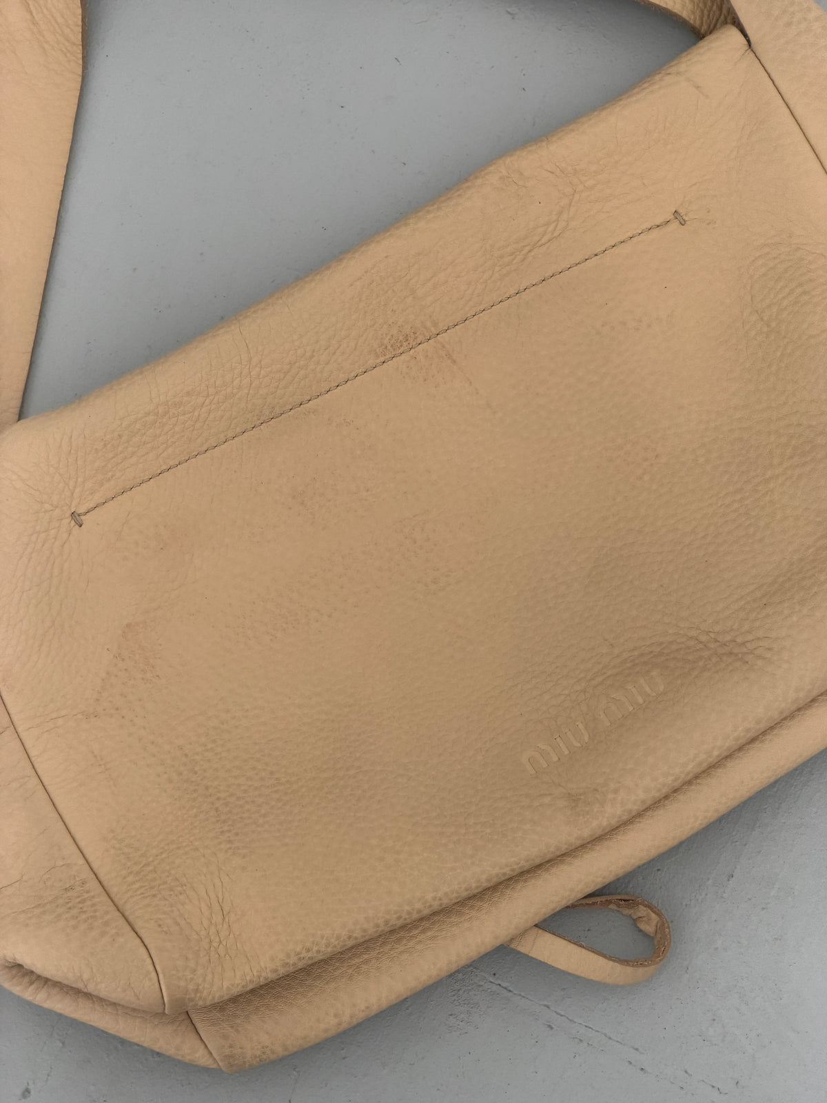 miu miu 2000s vintage ivory leather ribbon shoulder bag