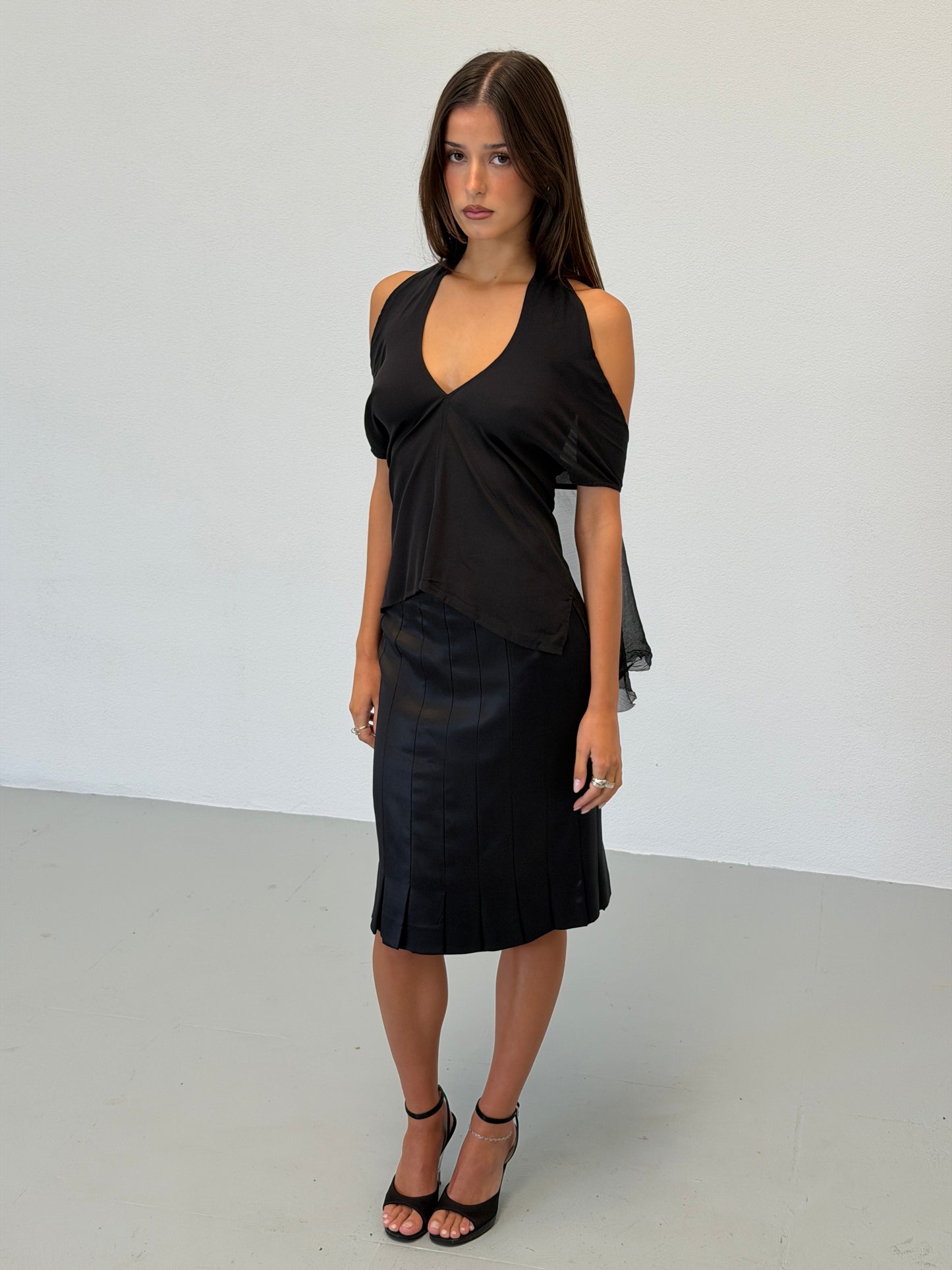 veronique branquinho 1990s black silk layered top