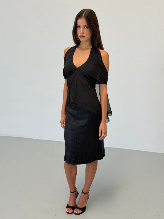veronique branquinho 1990s black silk layered top