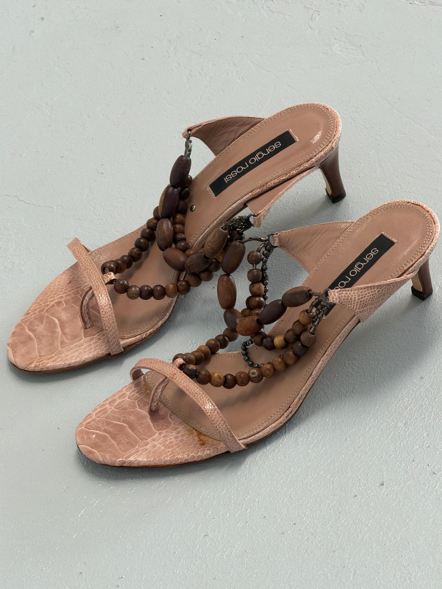 sergio rossi 1990s beaded heels