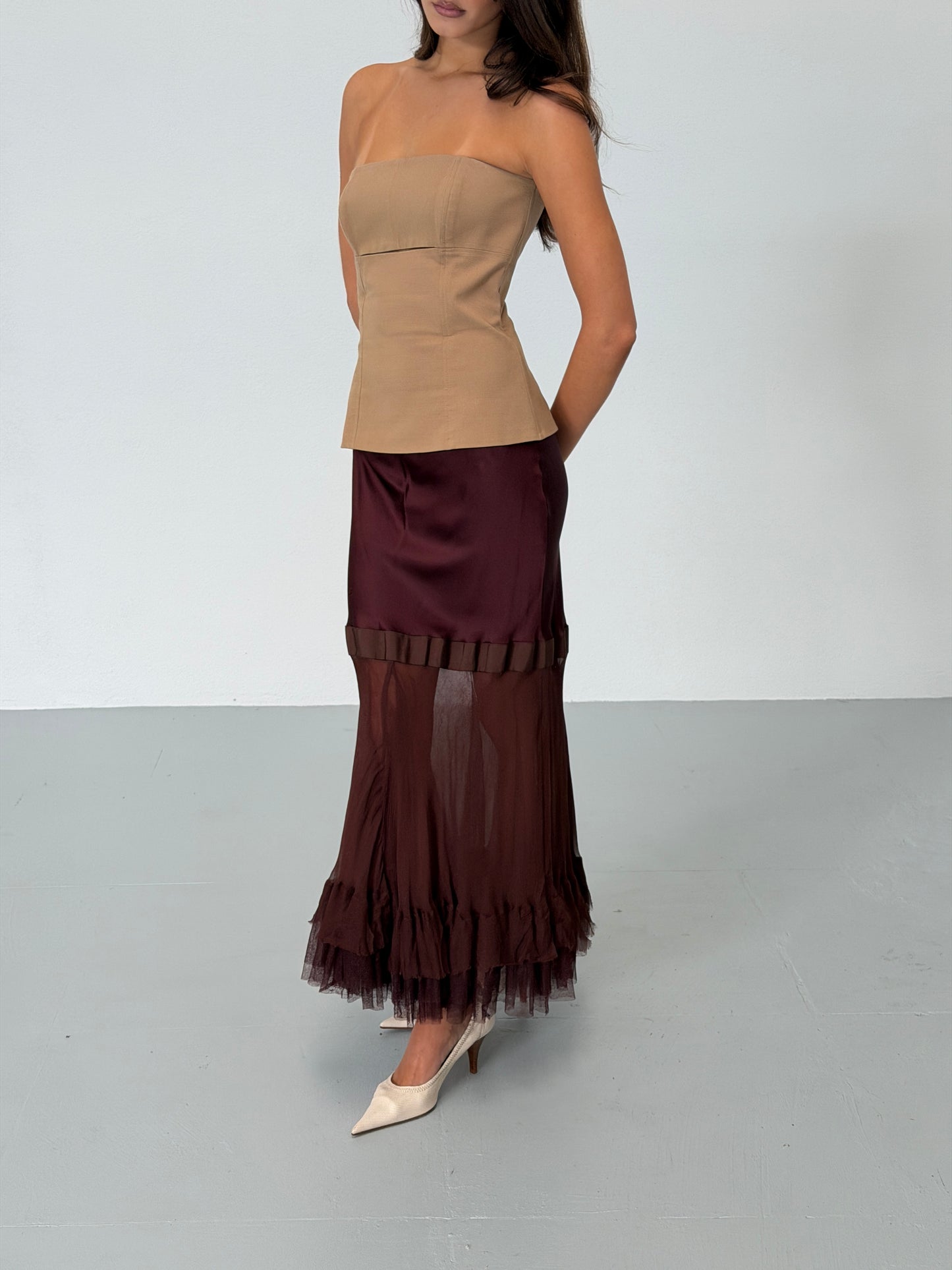 donna karan silk tulle skirt