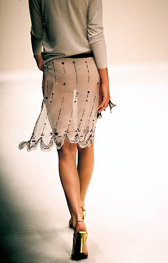 (rare) prada spring 2000 ivory beaded silk chiffon skirt