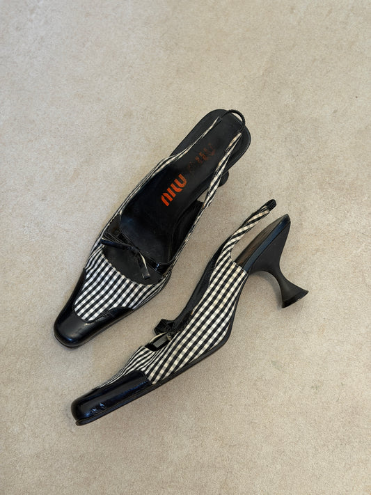 (rare) miu miu fall winter 1999 checkered pumps