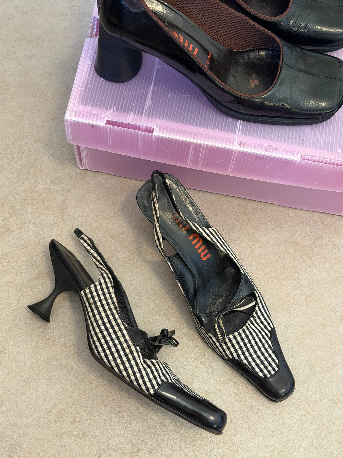 (rare) miu miu fall winter 1999 checkered pumps