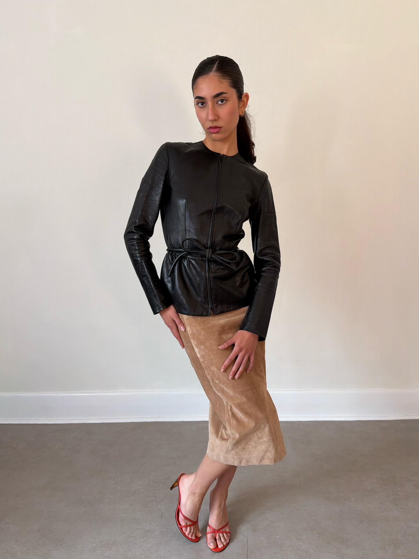 (permanent collection) gucci by tom ford suede leather skirt