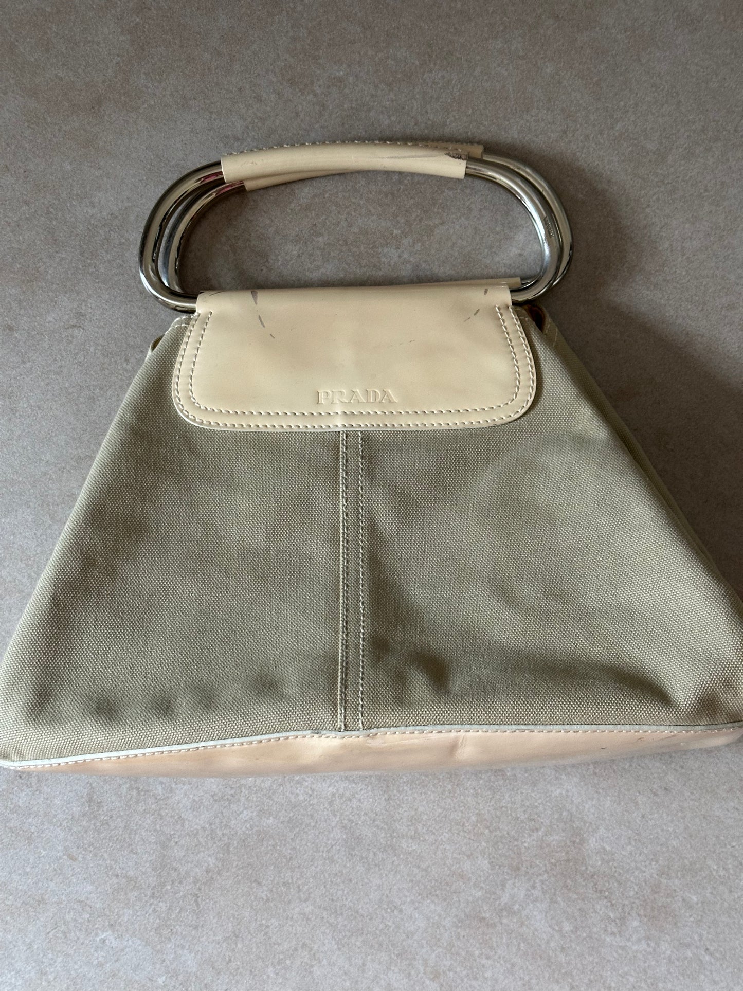 (rare) prada ss 2003 metal handle bag
