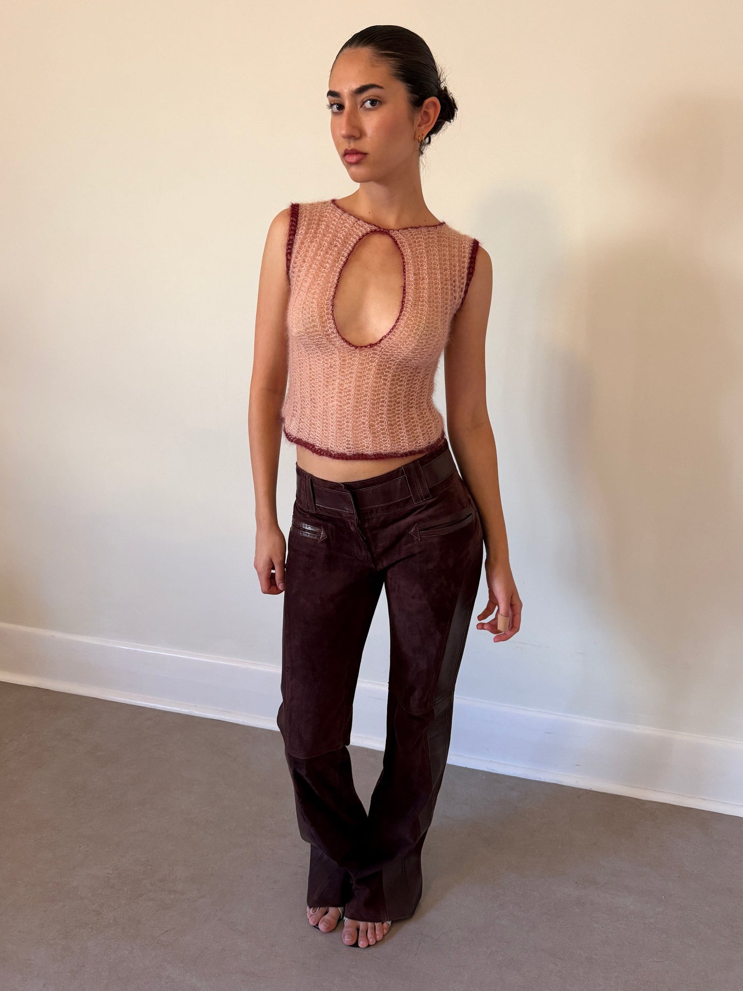 eina mohair tank (lace pink + burgundy)