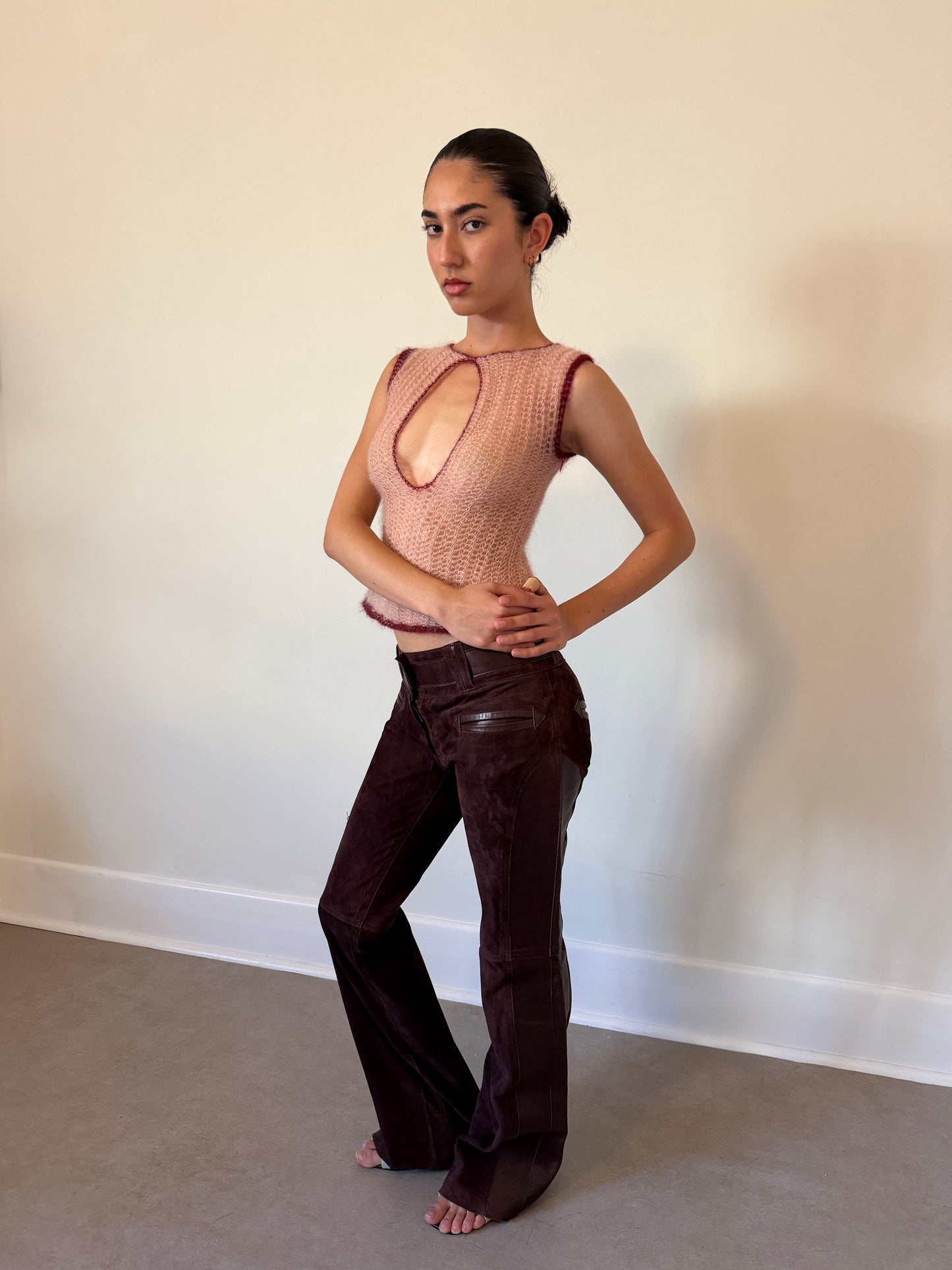 eina mohair tank (lace pink + burgundy)
