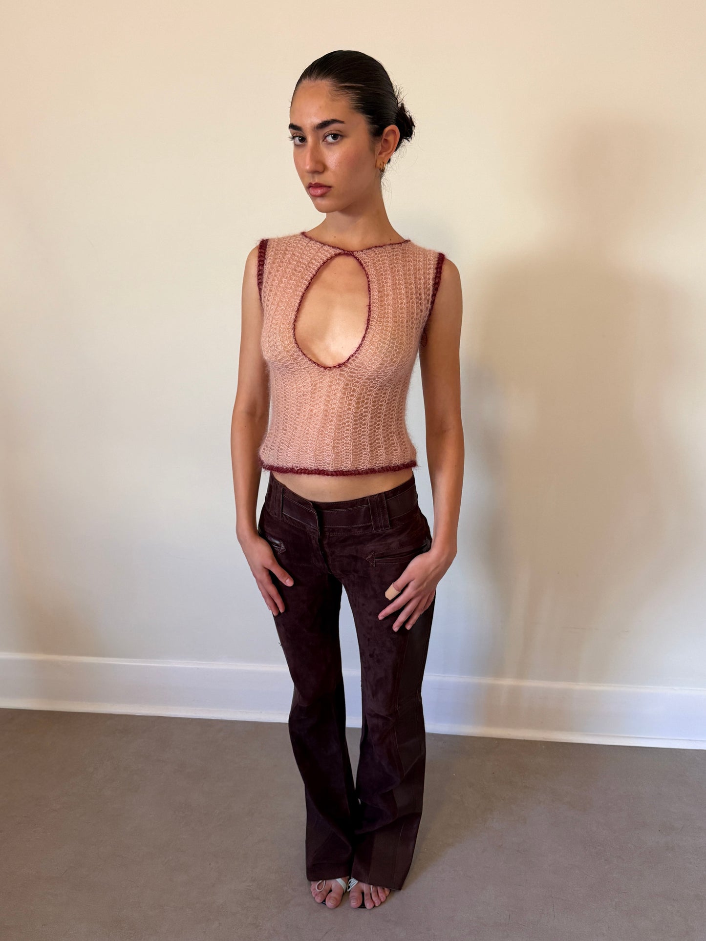 eina mohair tank (lace pink + burgundy)