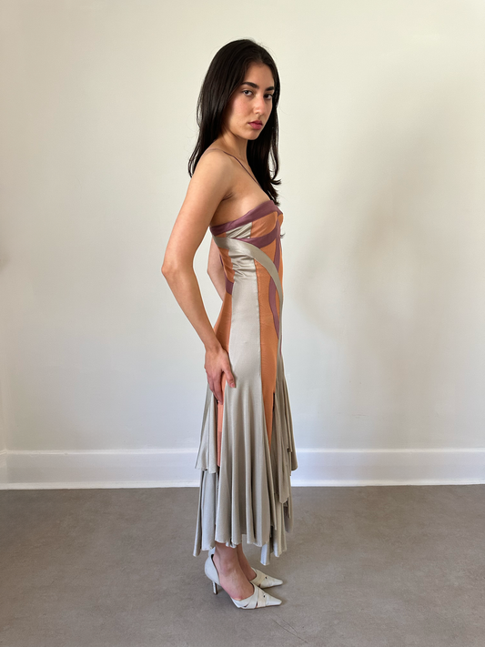 stella mccartney spring summer 2004 runway satin panel dress