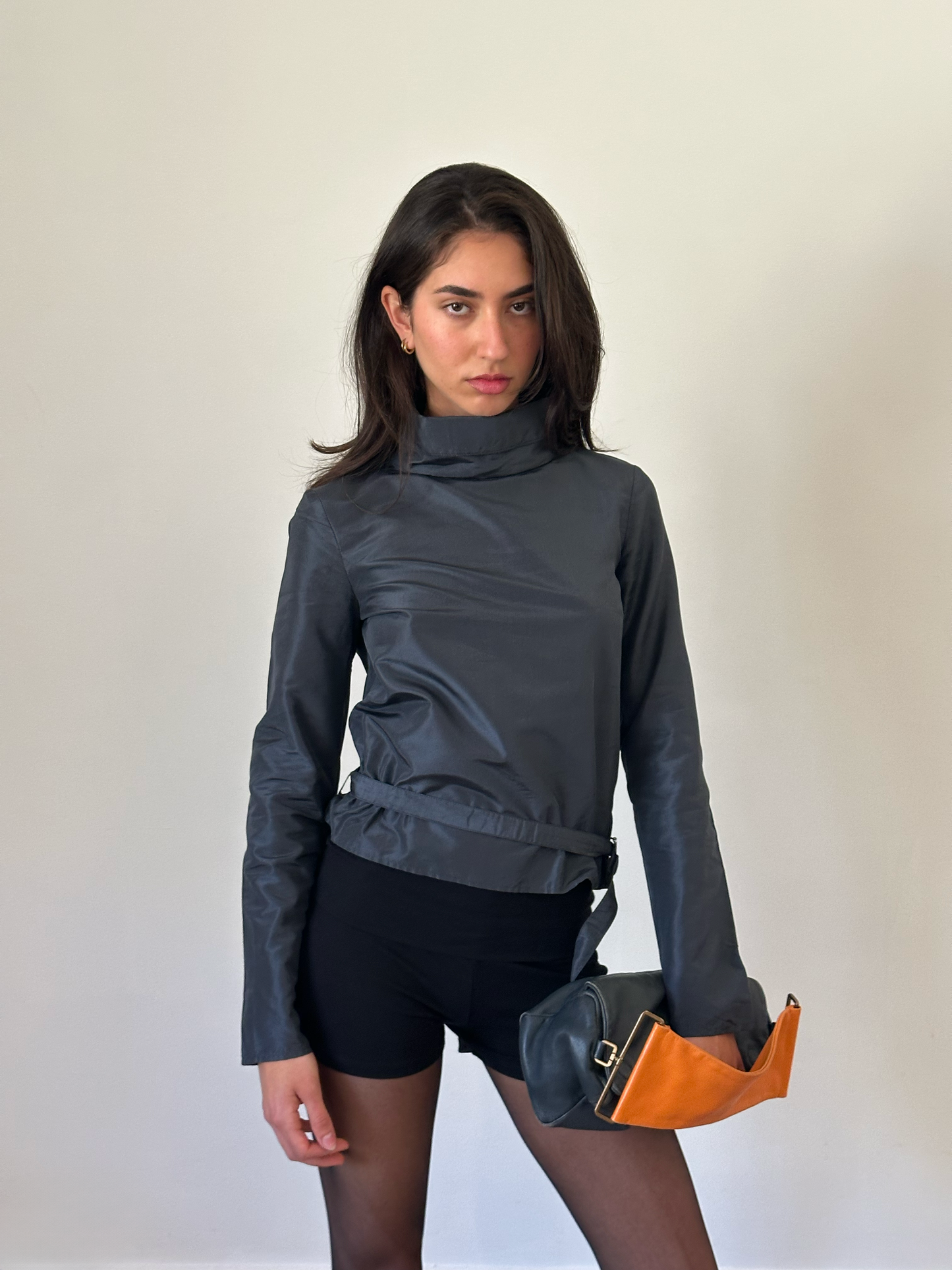 90s costume national silk turtleneck top