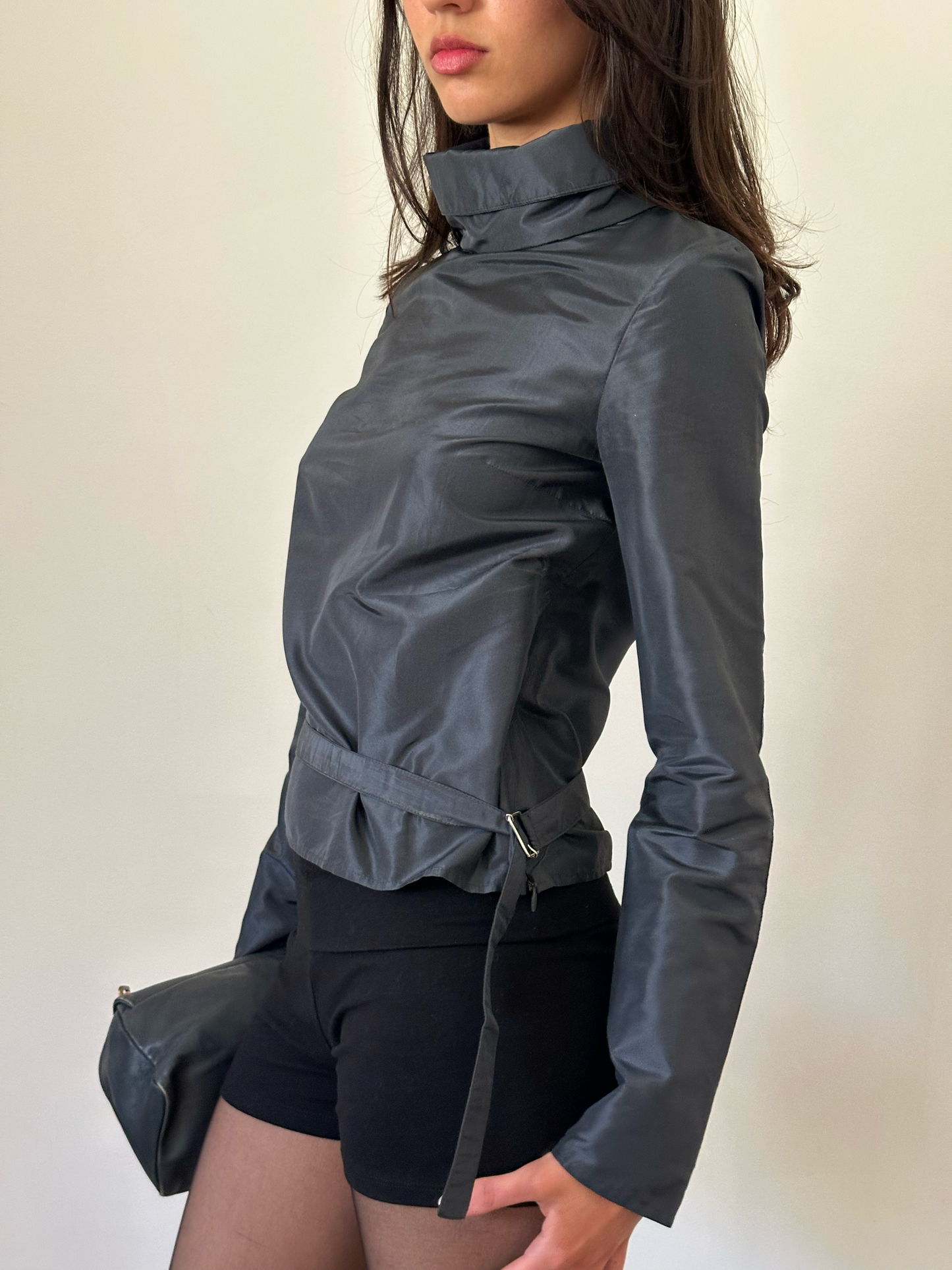 90s costume national silk turtleneck top