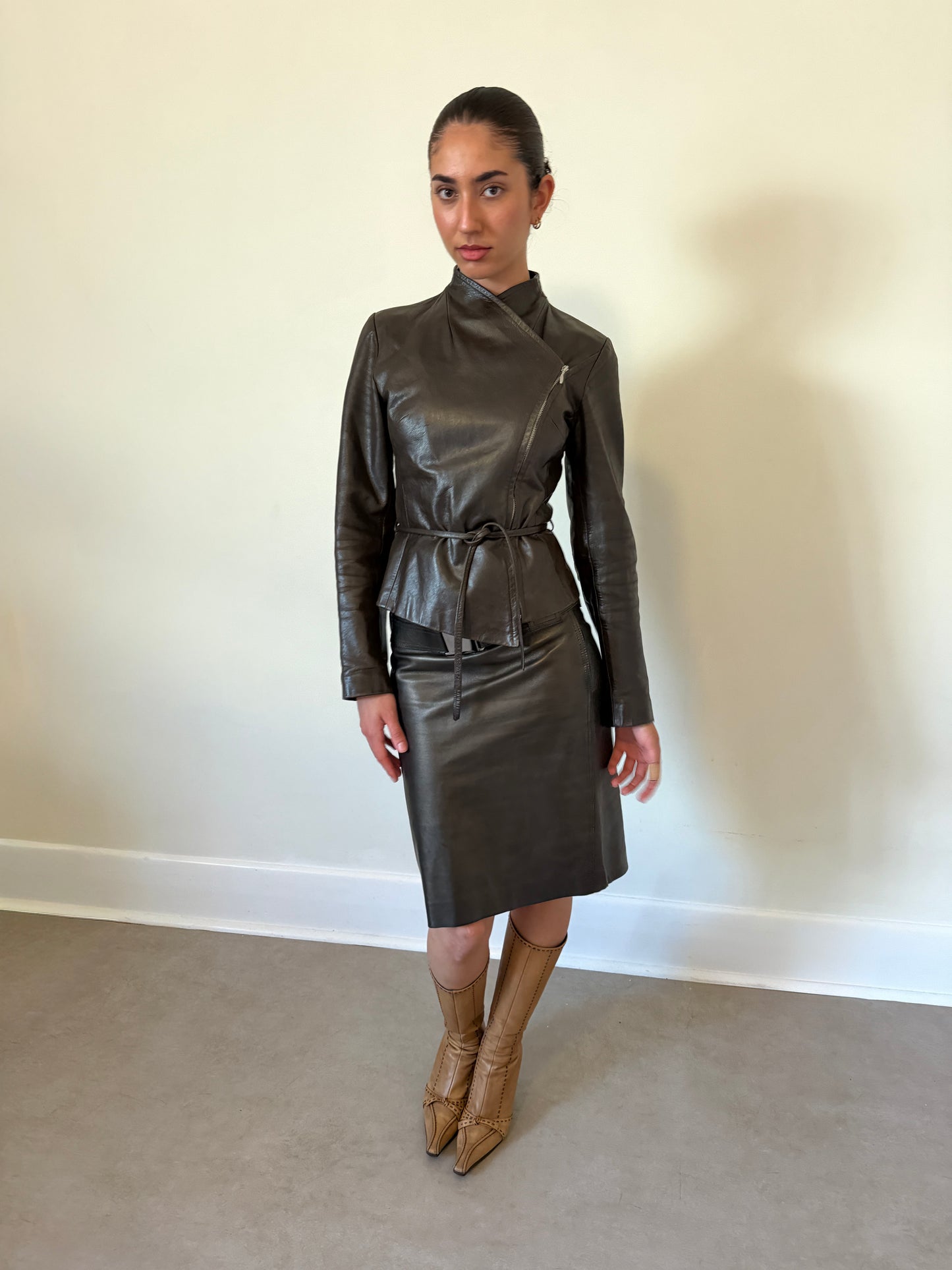 90s gucci by tom ford leather skirt