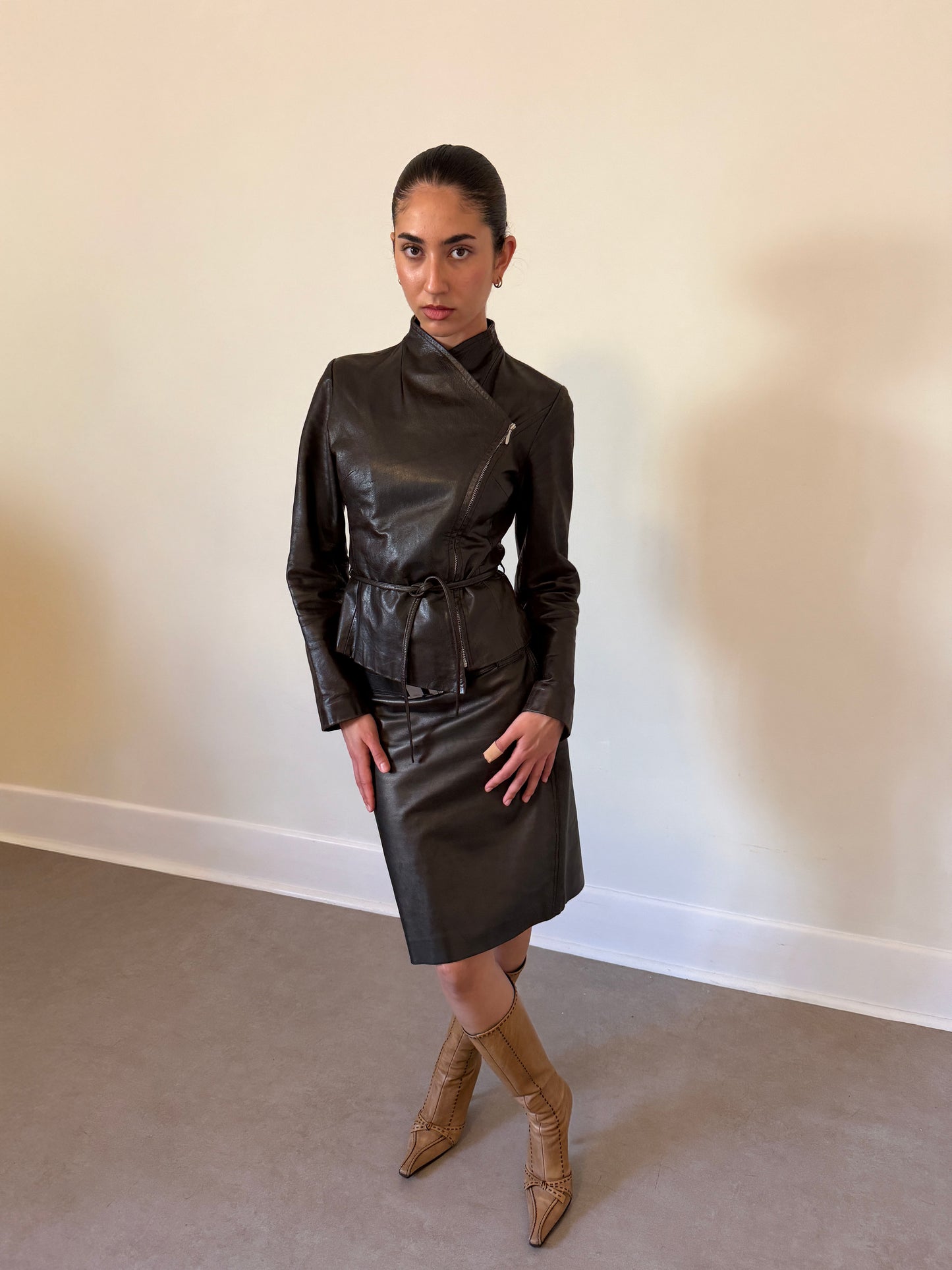 90s gucci by tom ford leather skirt