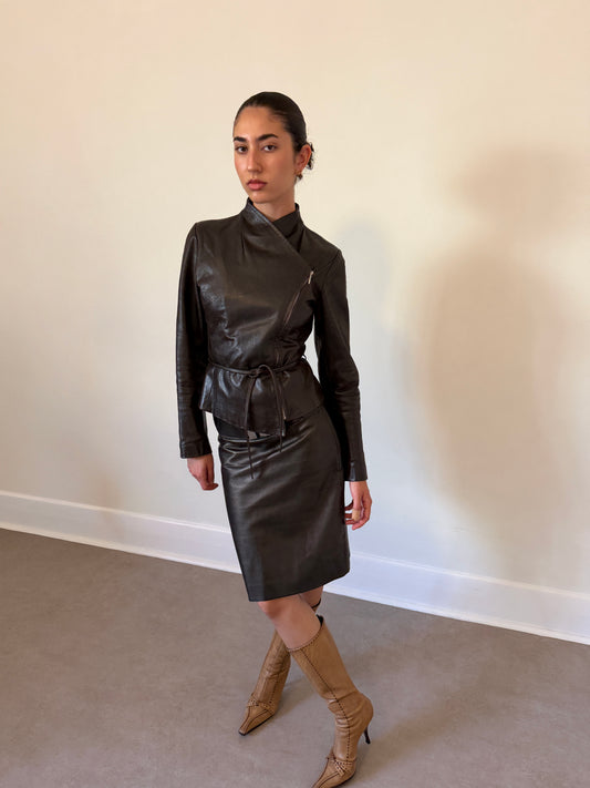 90s gucci by tom ford leather skirt