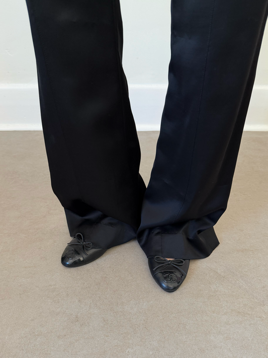 90s chanel black leather mules