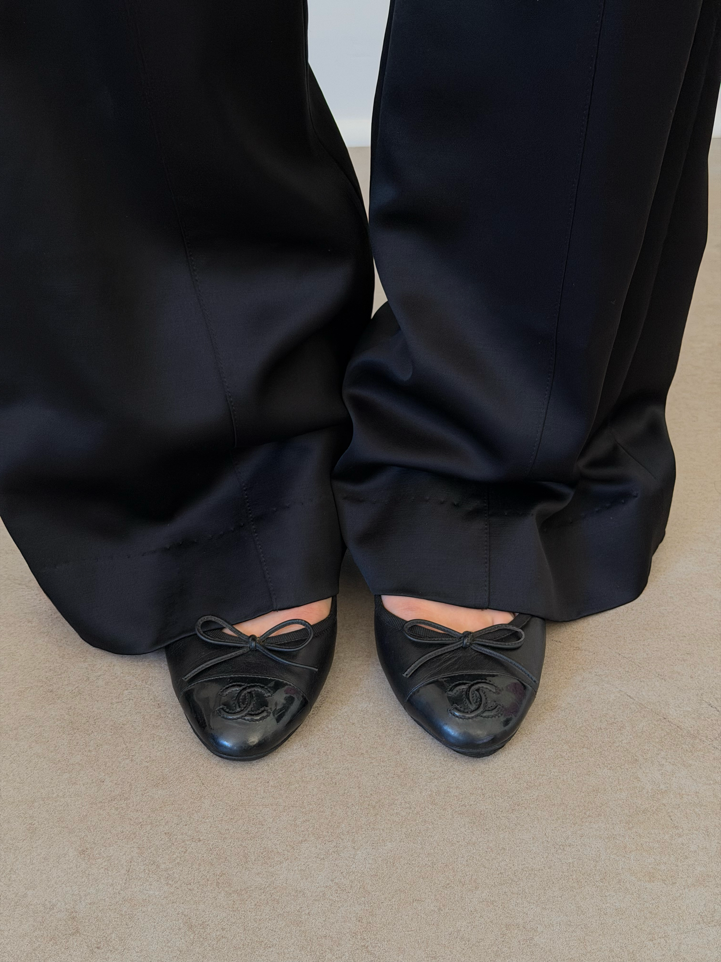 90s chanel black leather mules