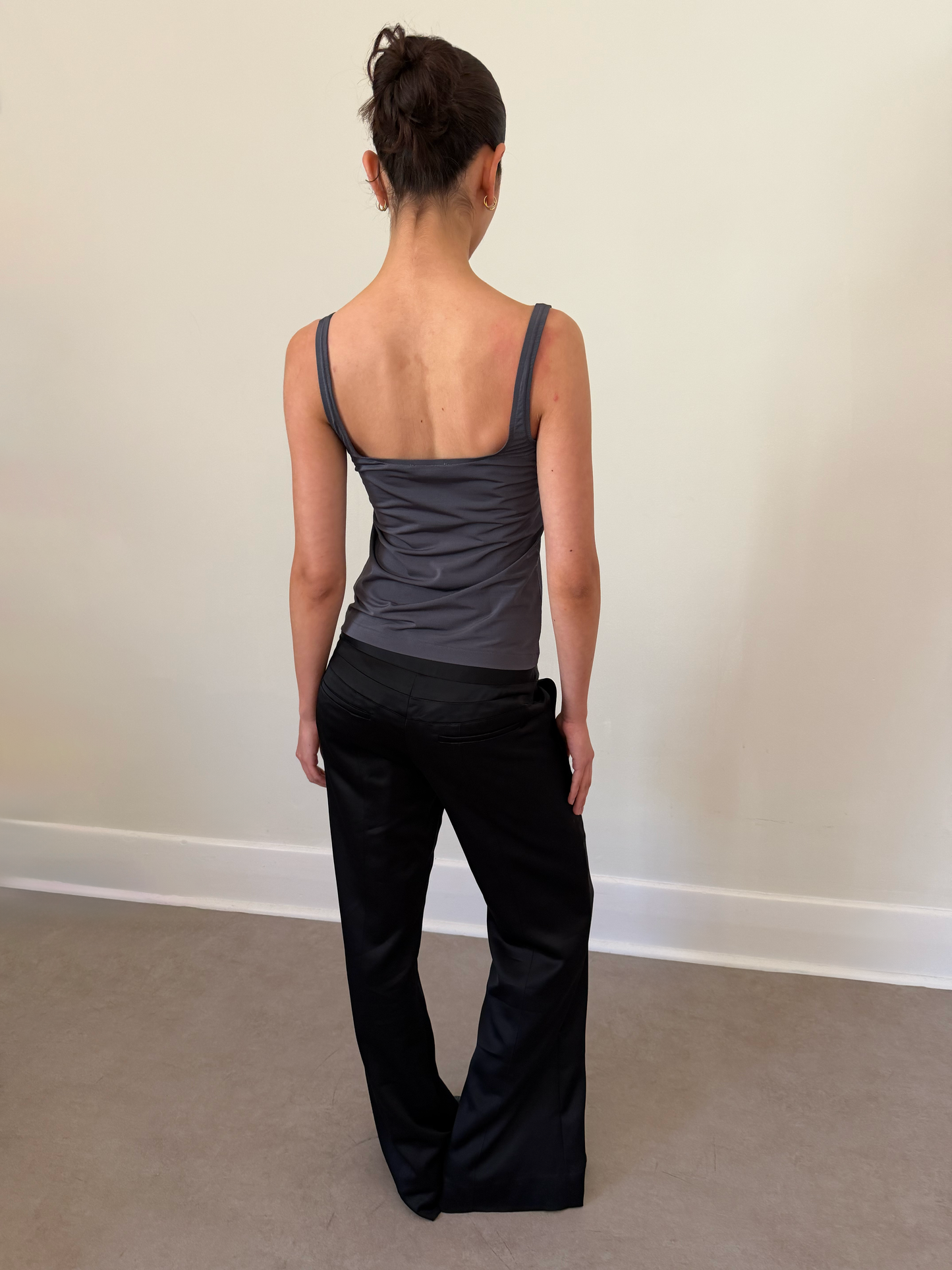 italian black satin trousers