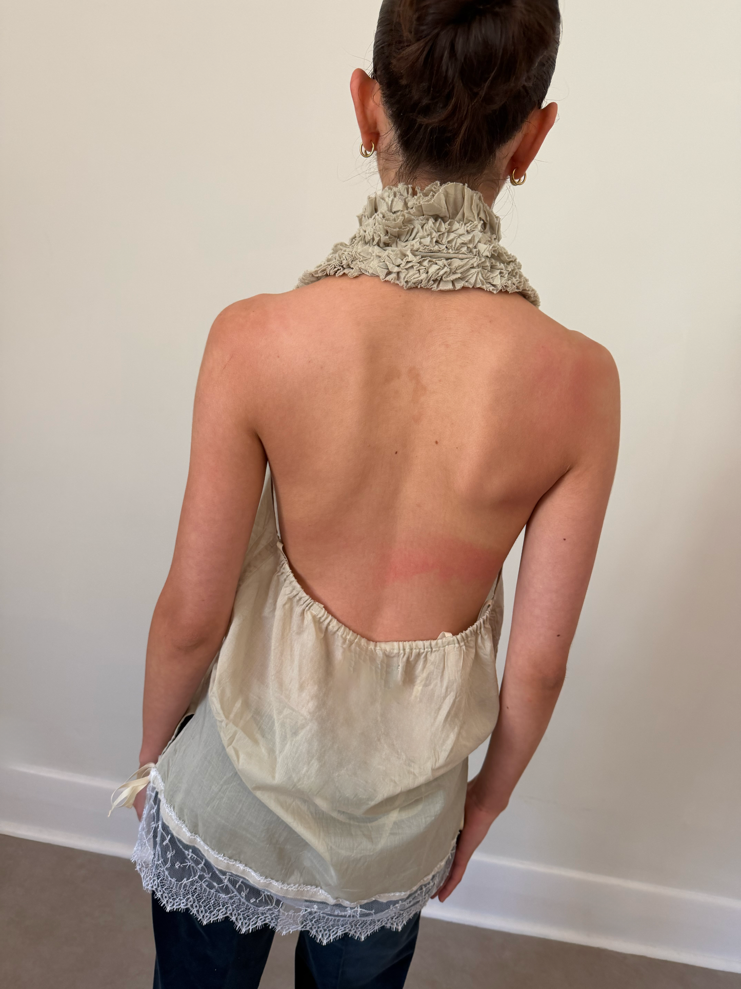 90s io yukomurata frill halter blouse