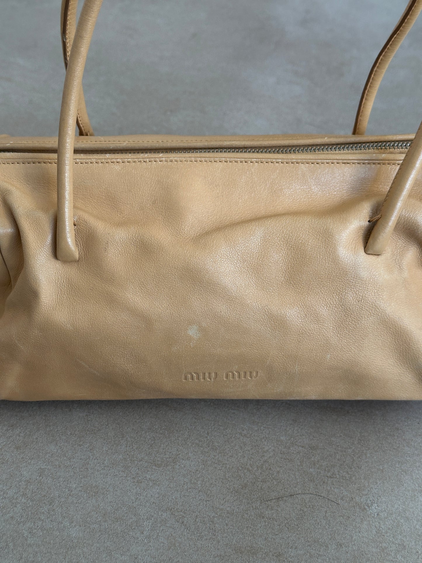 archive miu miu camel leather bag