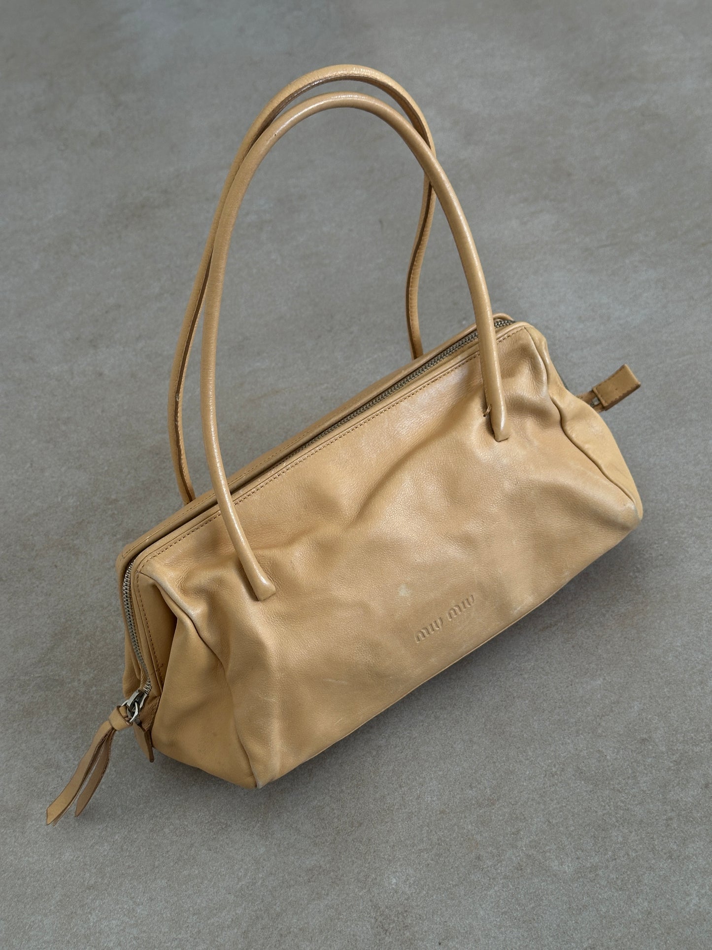 archive miu miu camel leather bag