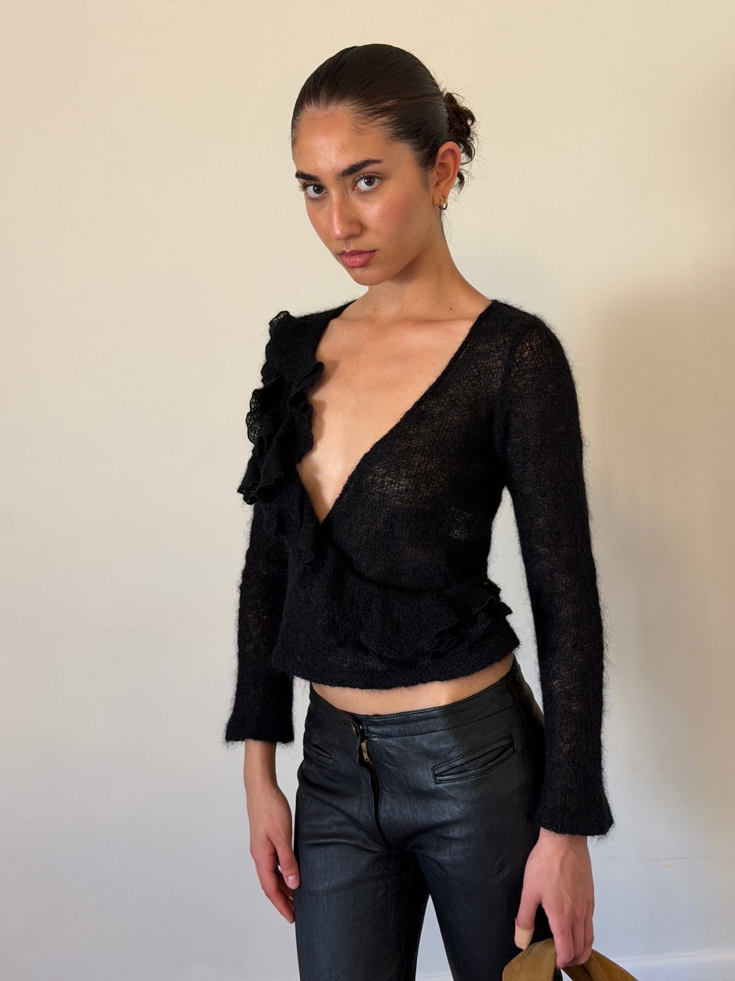 vintage wool ruffle top