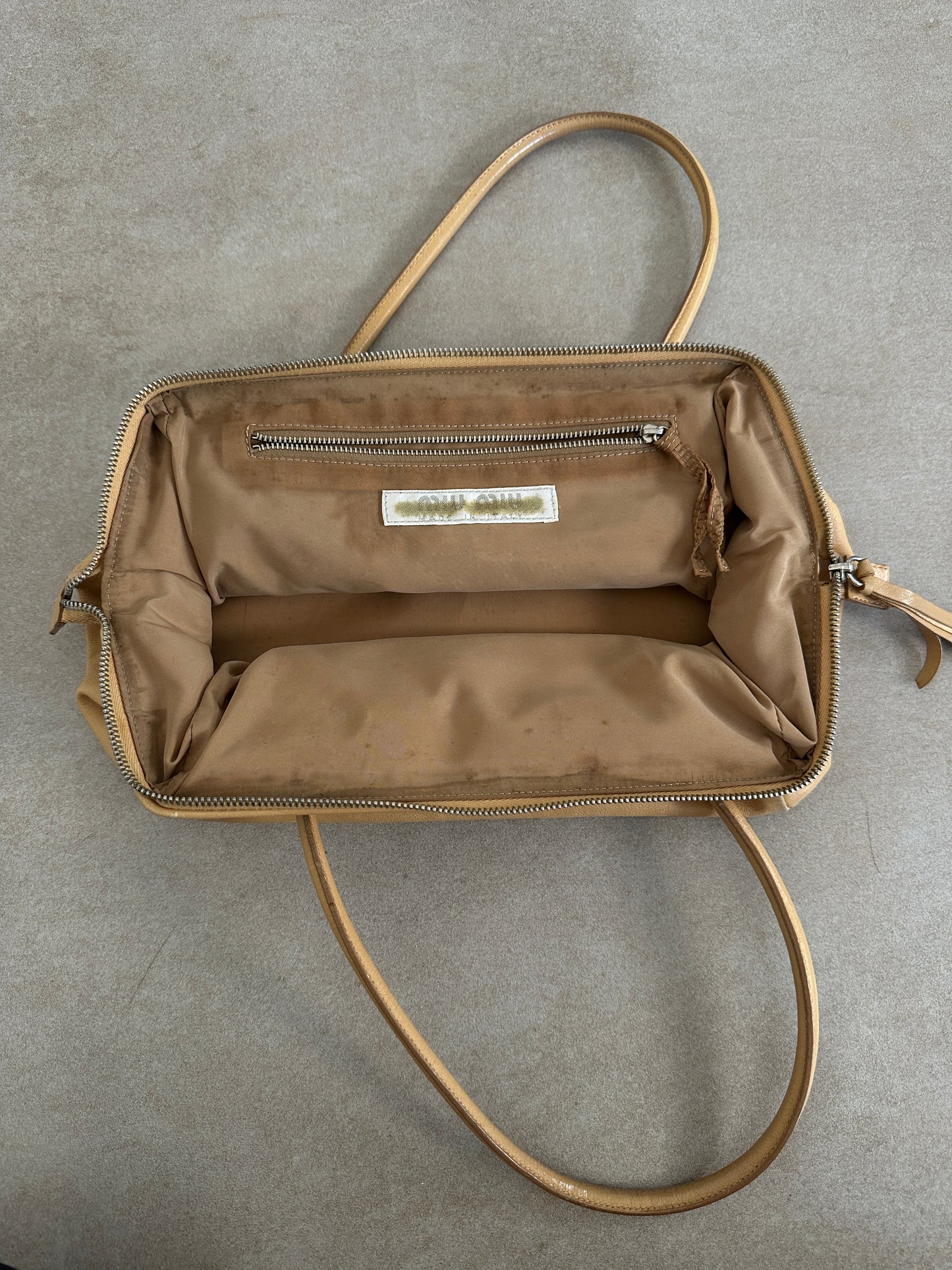 archive miu miu camel leather bag
