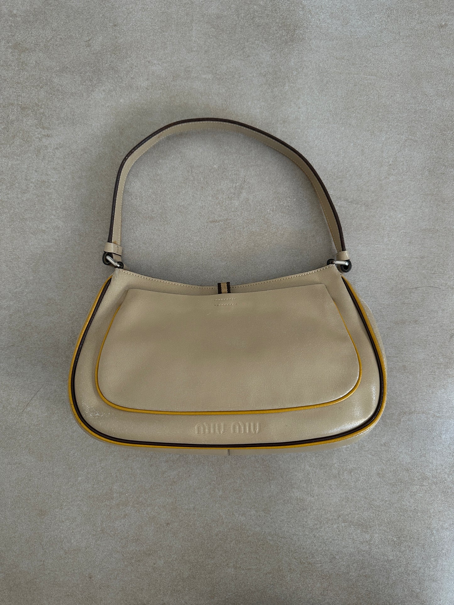 miu miu ss 1999 beige leather shoulder bag