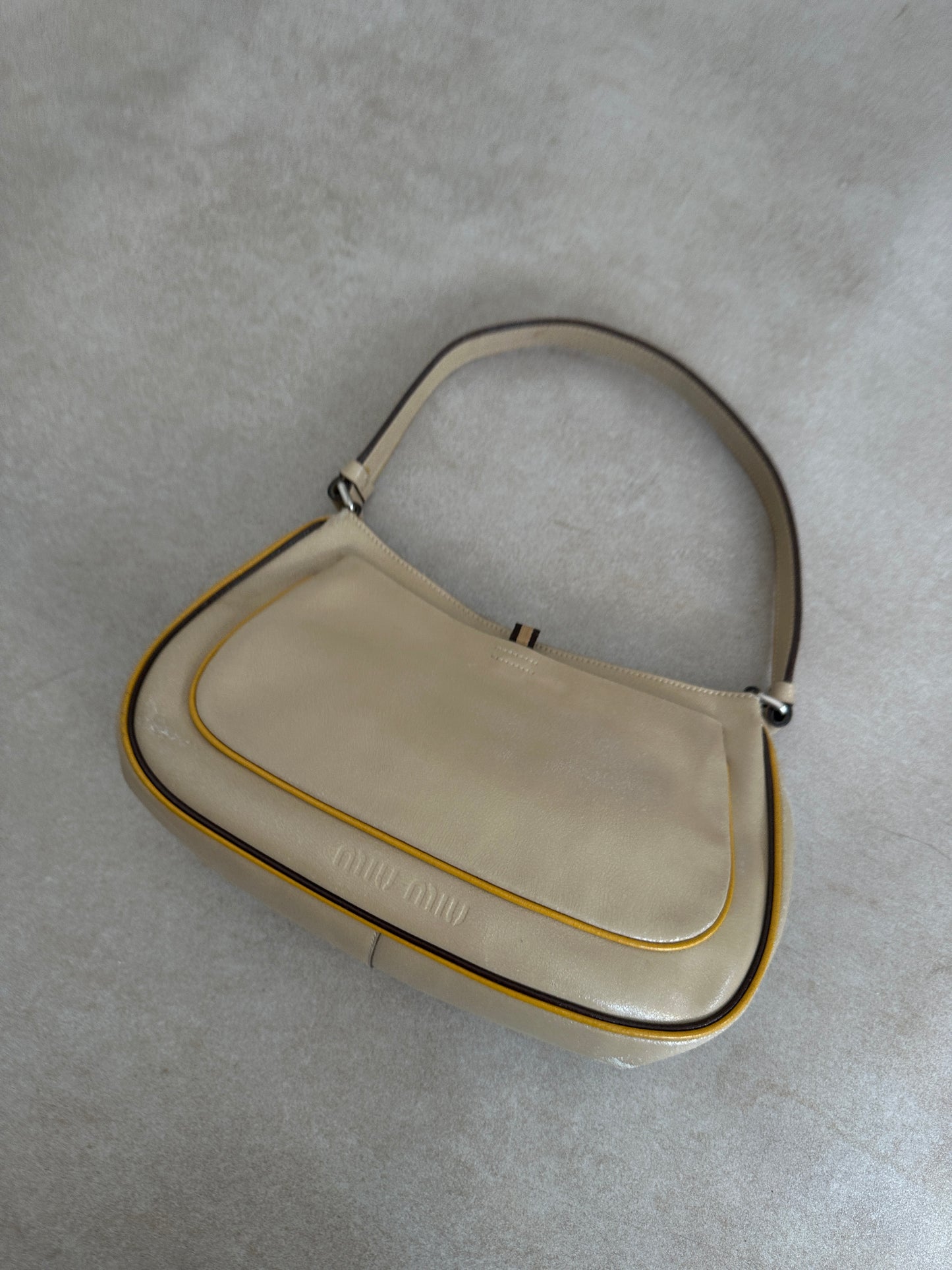 miu miu ss 1999 beige leather shoulder bag