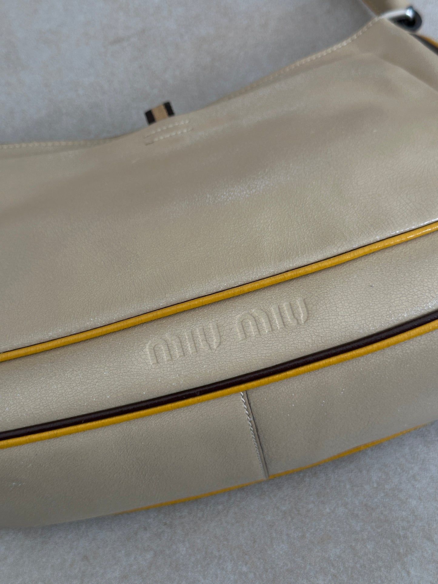 miu miu ss 1999 beige leather shoulder bag