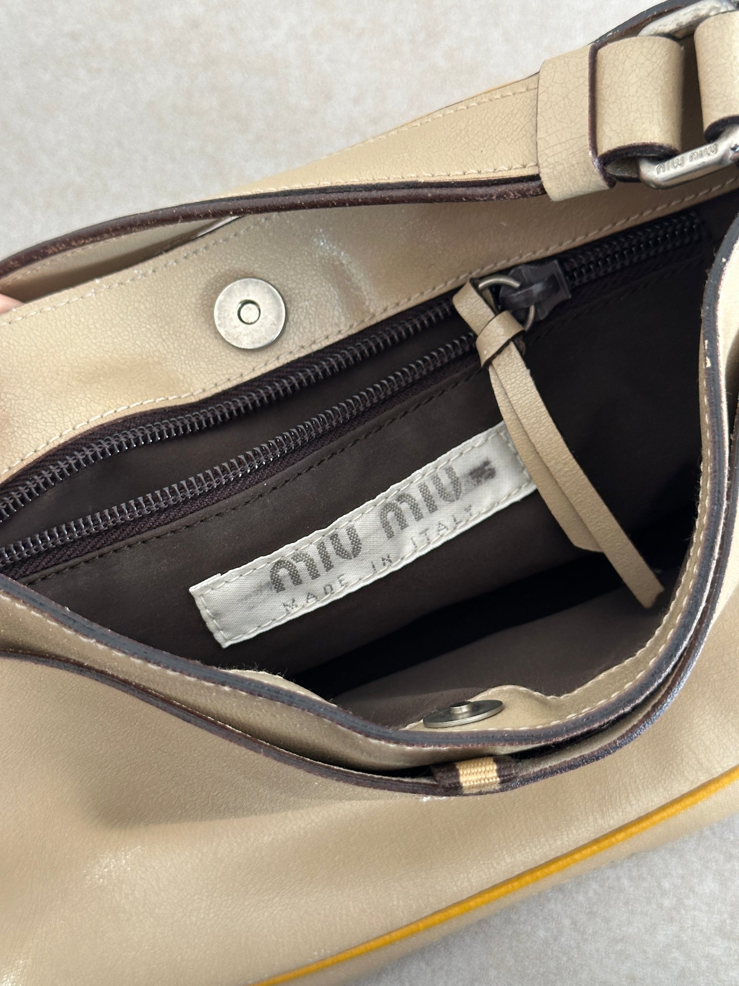 miu miu ss 1999 beige leather shoulder bag