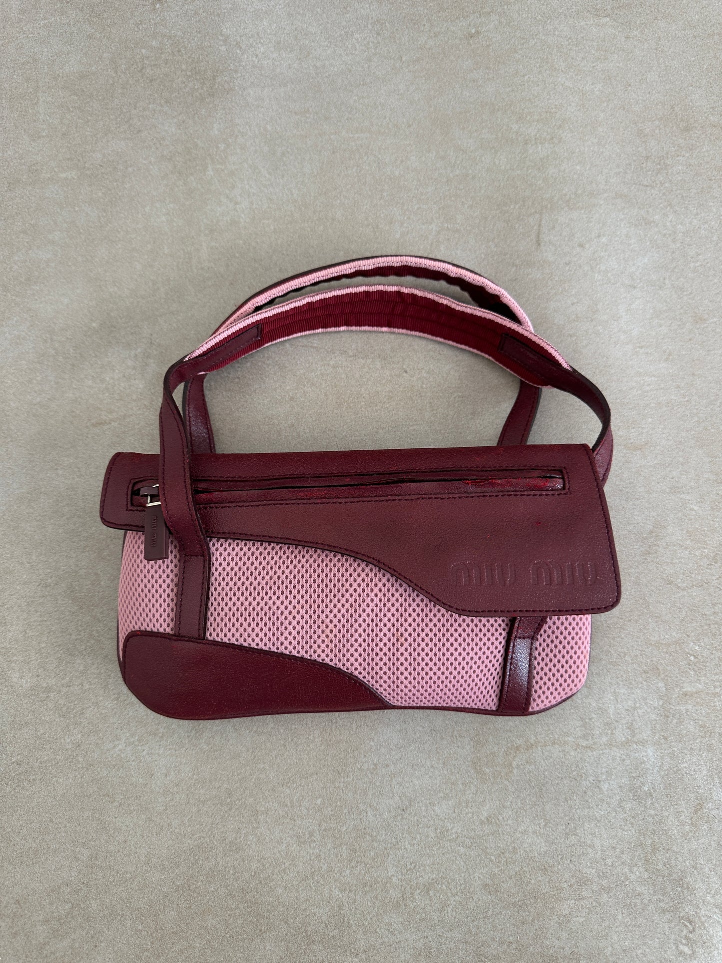 miu miu ss 2000 mesh + leather shoulder bag