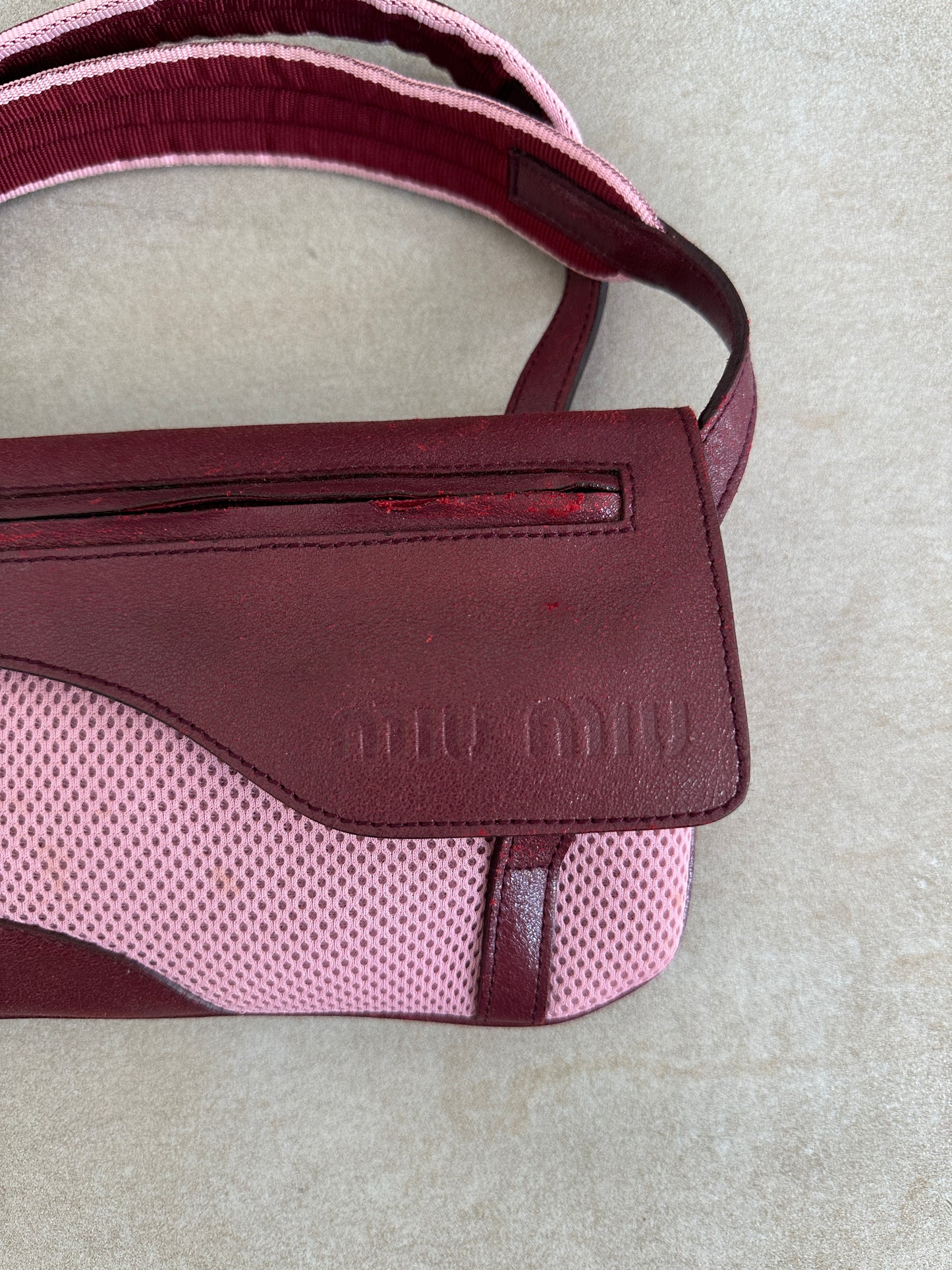 miu miu ss 2000 mesh + leather shoulder bag