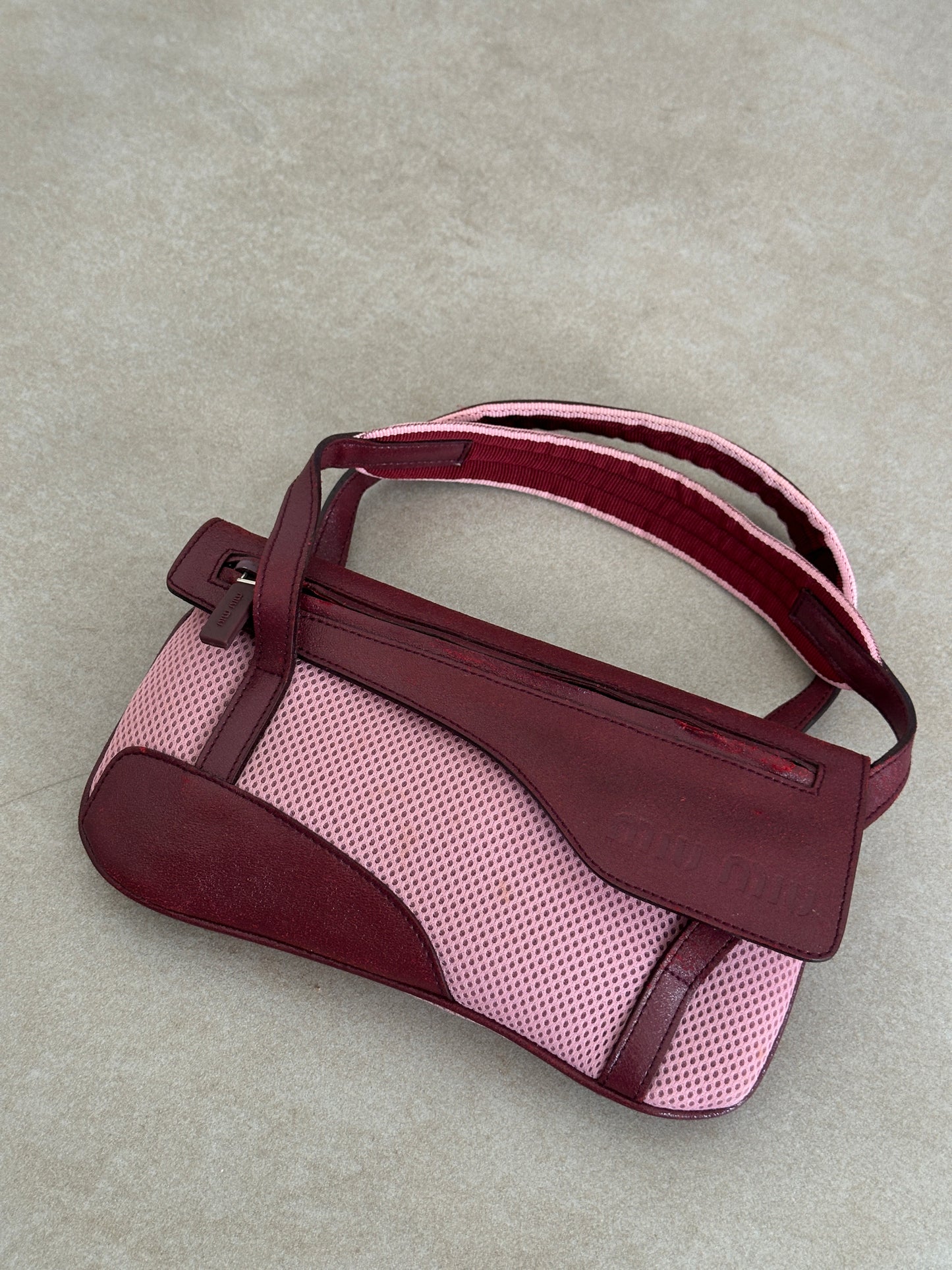 miu miu ss 2000 mesh + leather shoulder bag