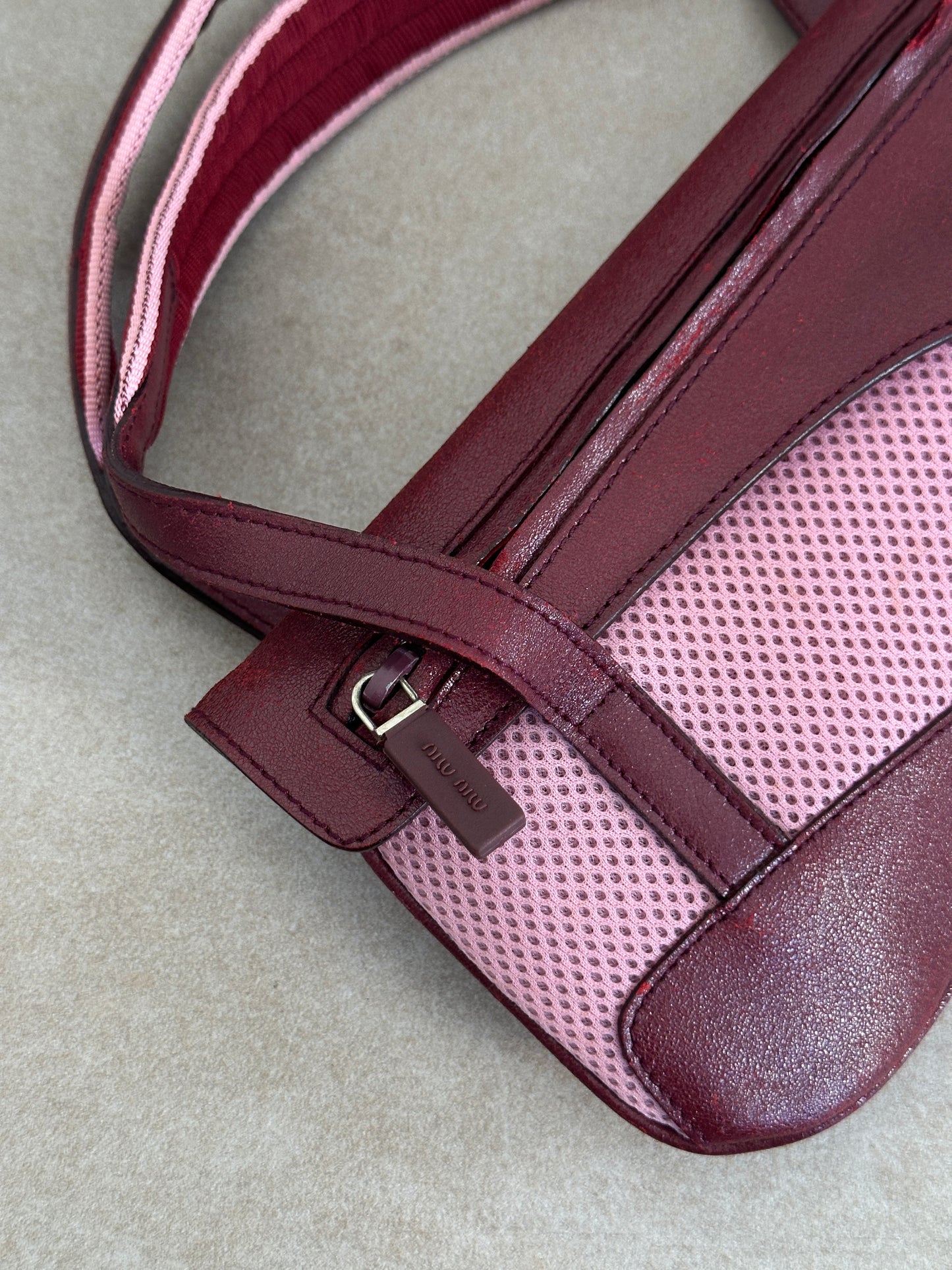 miu miu ss 2000 mesh + leather shoulder bag