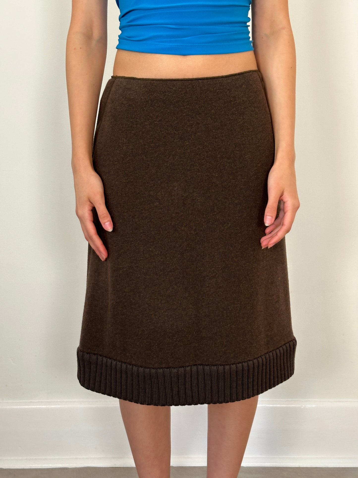 (rare) miu miu fw 1999 brown wool skirt