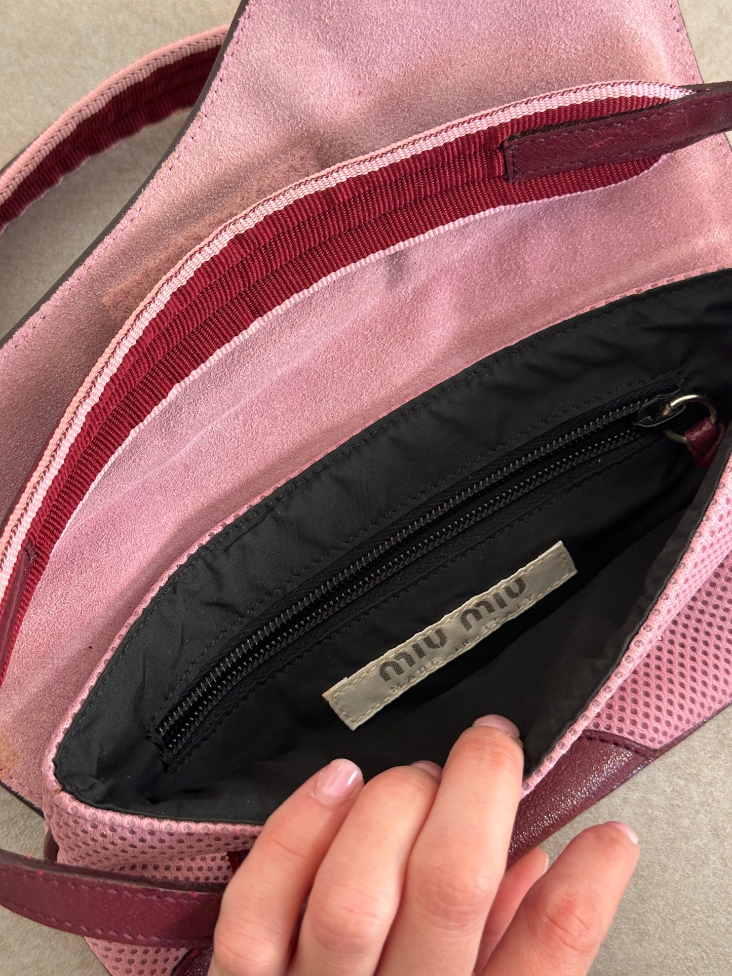 miu miu ss 2000 mesh + leather shoulder bag
