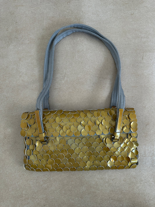 (rare) prada ss 2000 gold disc bag