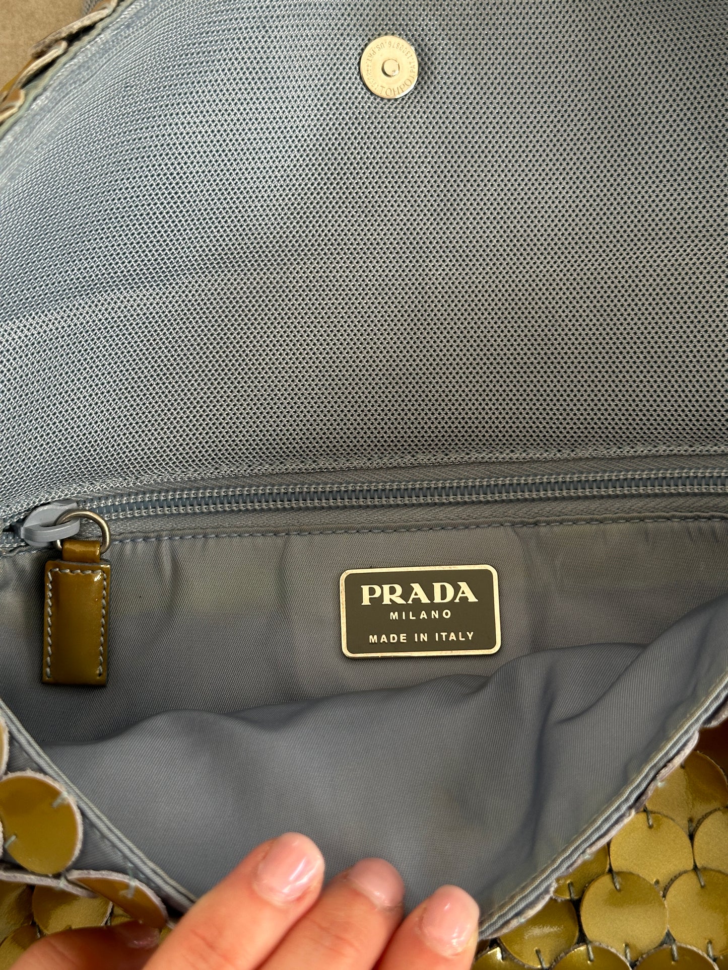 (rare) prada ss 2000 gold disc bag