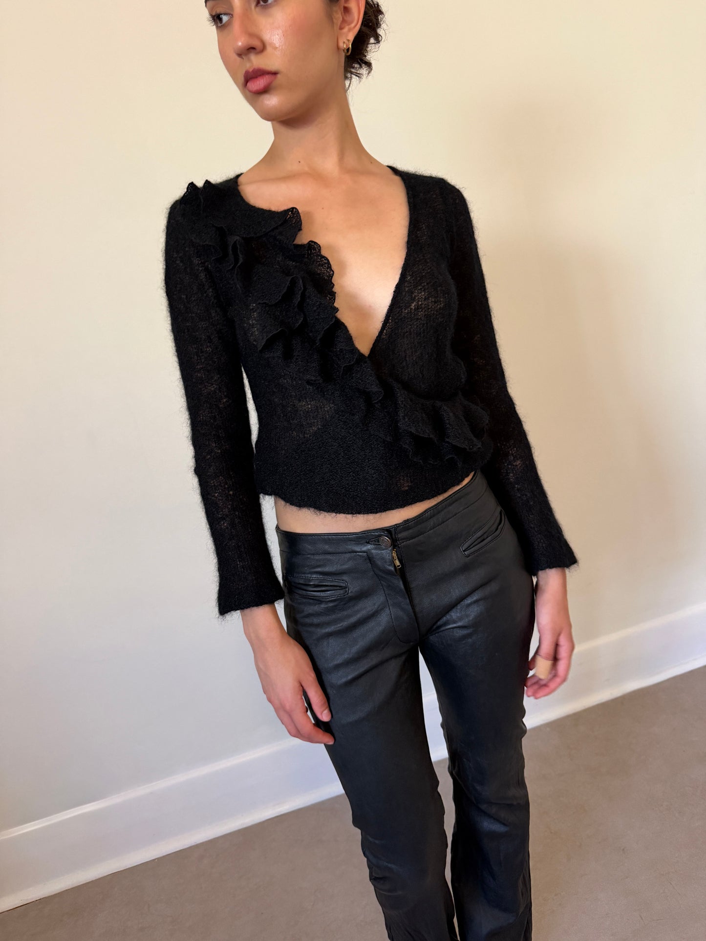 vintage wool ruffle top