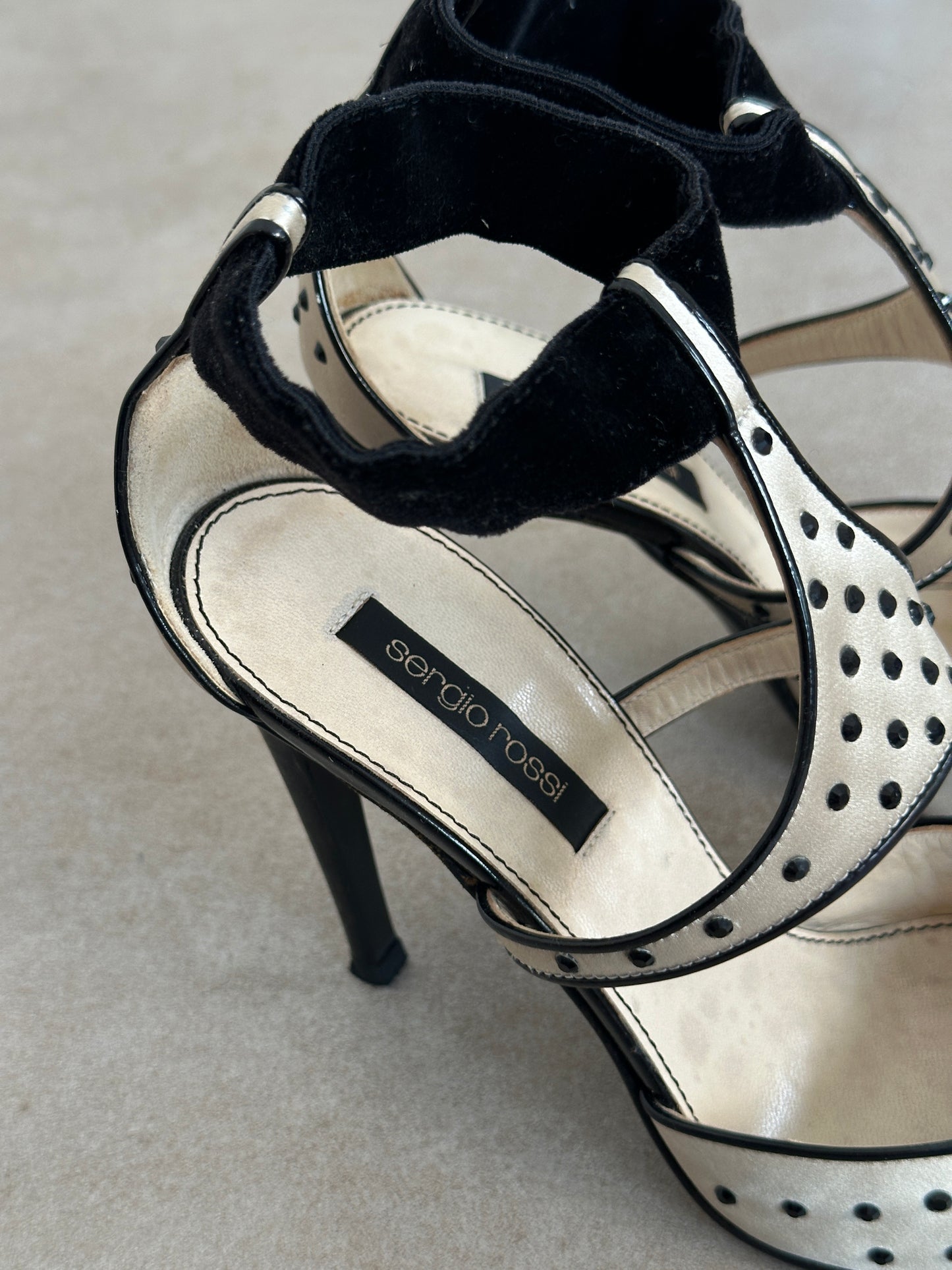 2000s sergio rossi ivory dot satin pumps