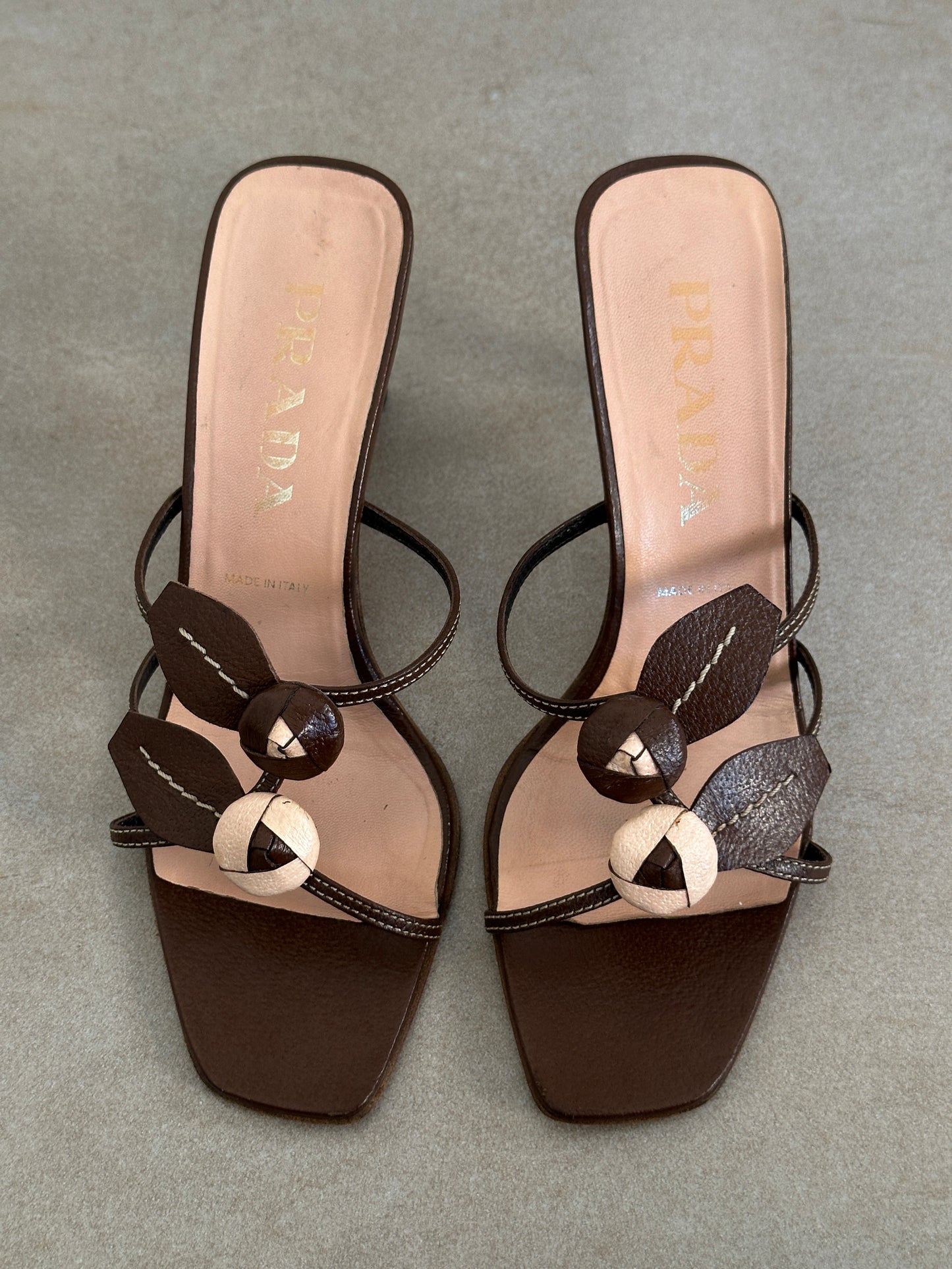 prada ss 1997 rose appliqué heels