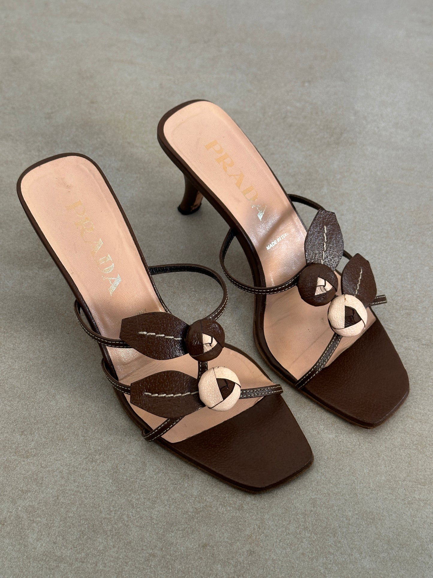 prada ss 1997 rose appliqué heels