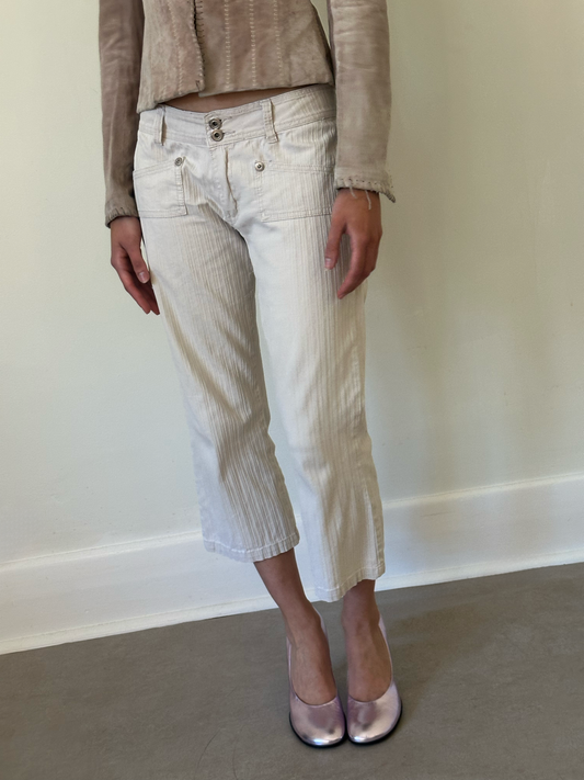 2000s cream capri pants