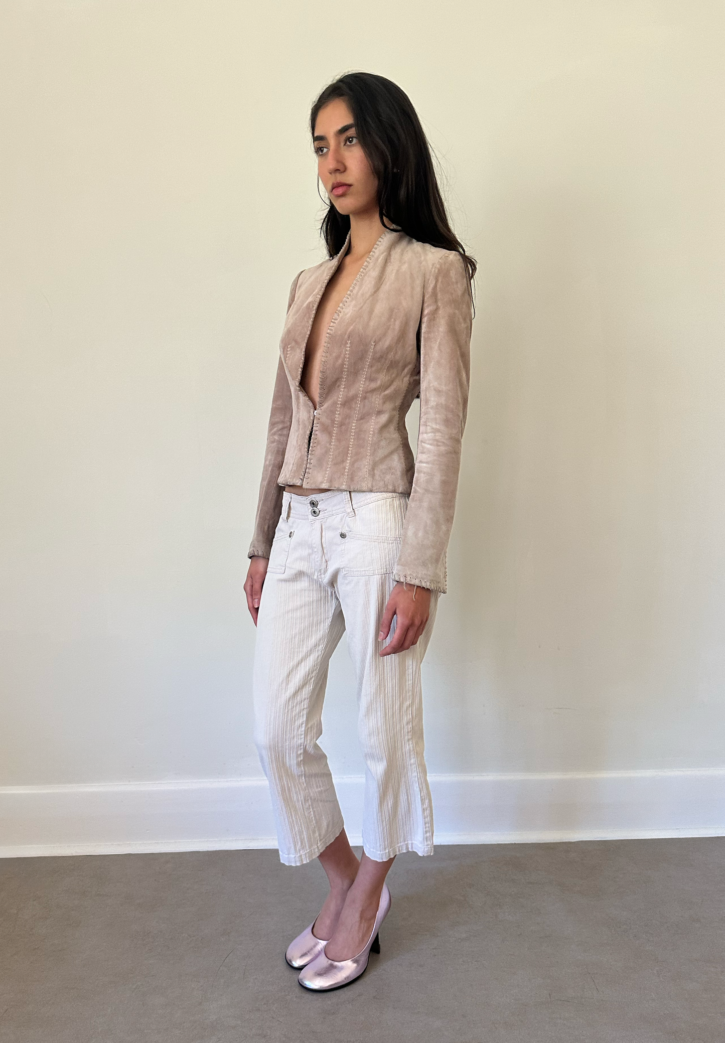 2000s cream capri pants