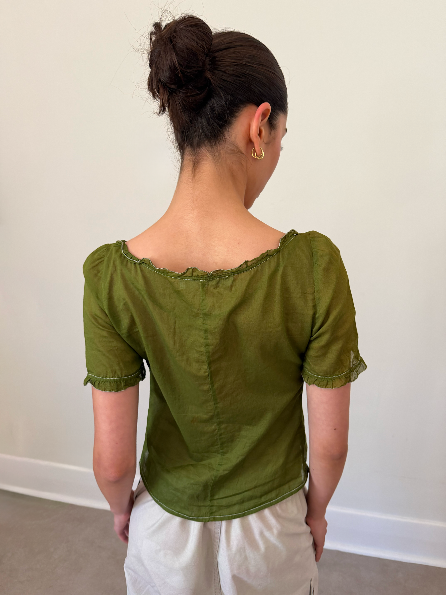 miu miu ss 1996 olive linen blouse