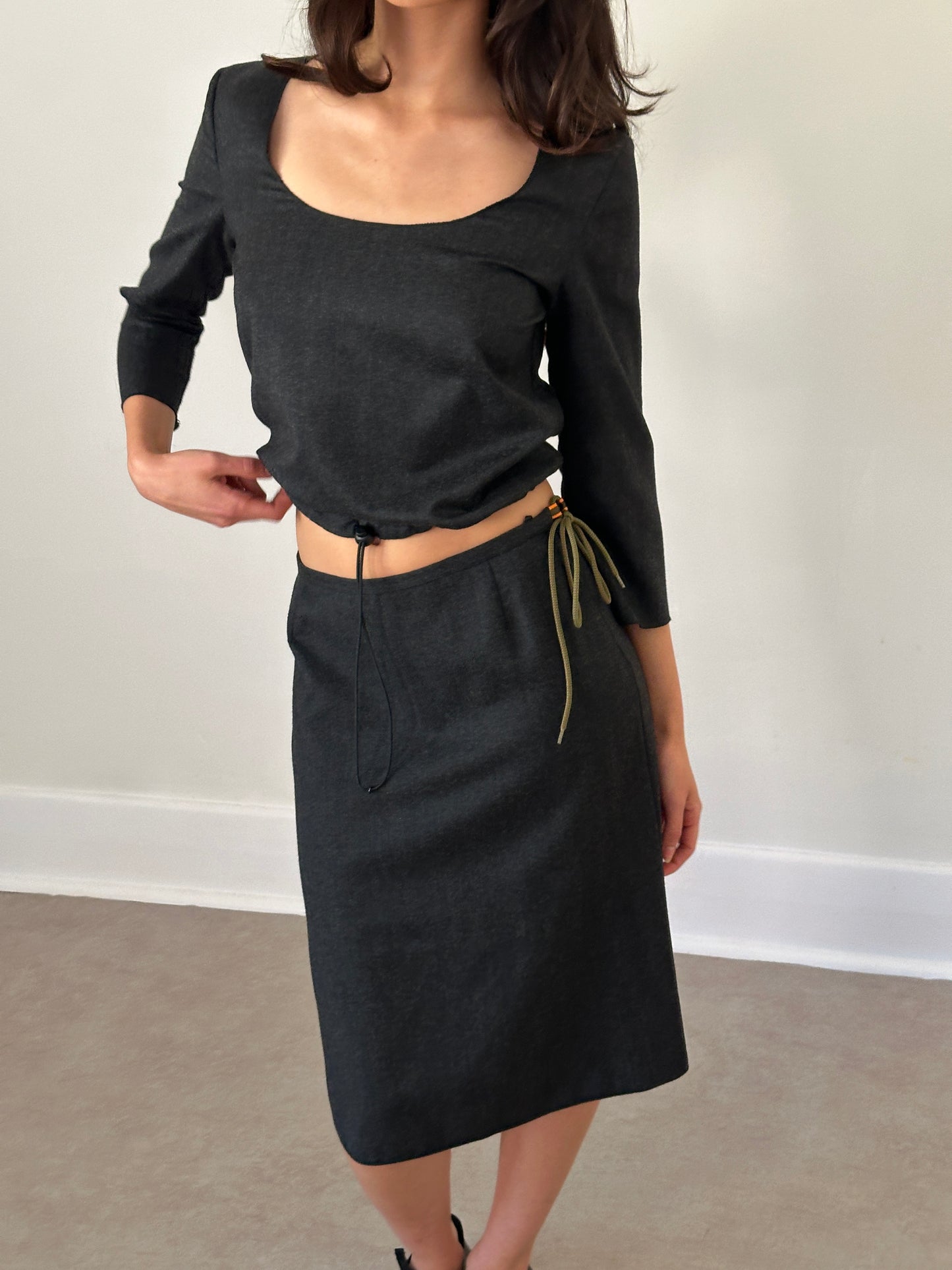 miu miu fw 1999 grey two-piece set